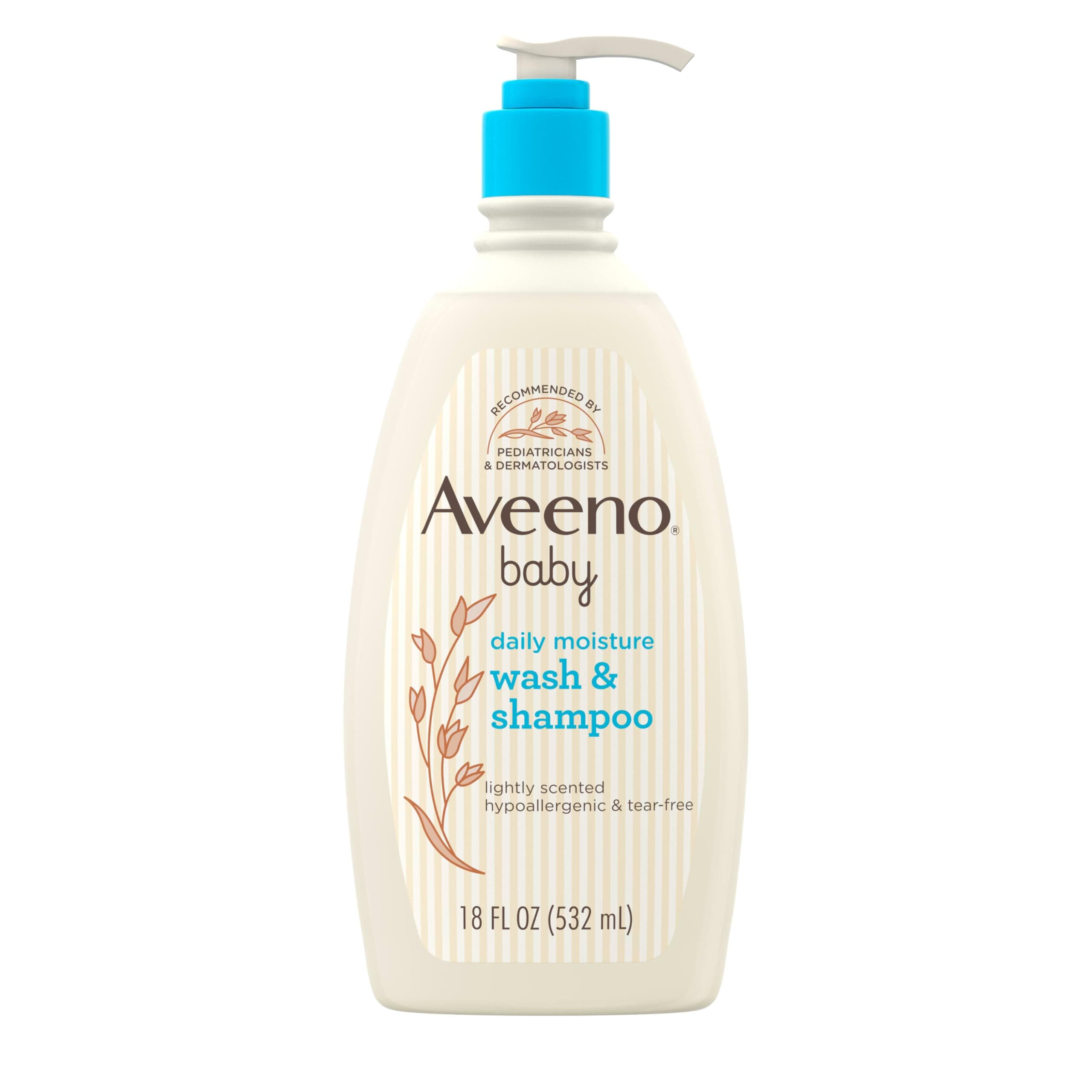 Aveeno Baby Daily Moisture Gentle Body Wash & Shampoo with Oat Extract, 2-in-1 Baby Bath Wash & Hair Shampoo, Tear- & Paraben-Free for Hair & Sensitive Skin, Lightly Scented, 18 fl. oz Lightly Scented 18 Fl Oz (Pack of 1)
