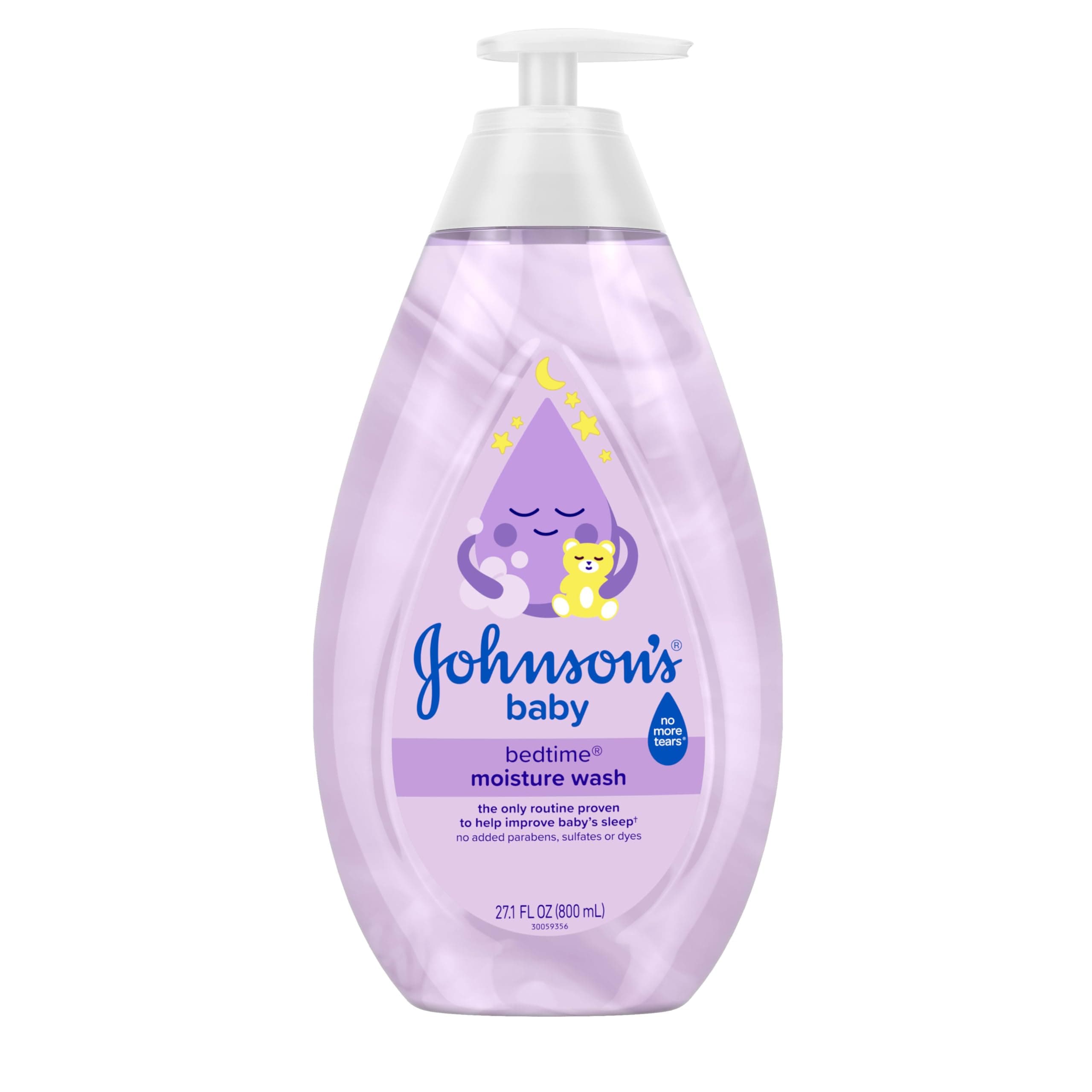 Johnson's Baby Bedtime Moisture Body Wash, Soothing NaturalCalm Aromas, Nighttime Bath Wash to Help Calm Baby Before Bed, Baby Wash, No added Parabens & Sulfates, 27.1 fl. oz 27.1 Ounce (Pack of 1)