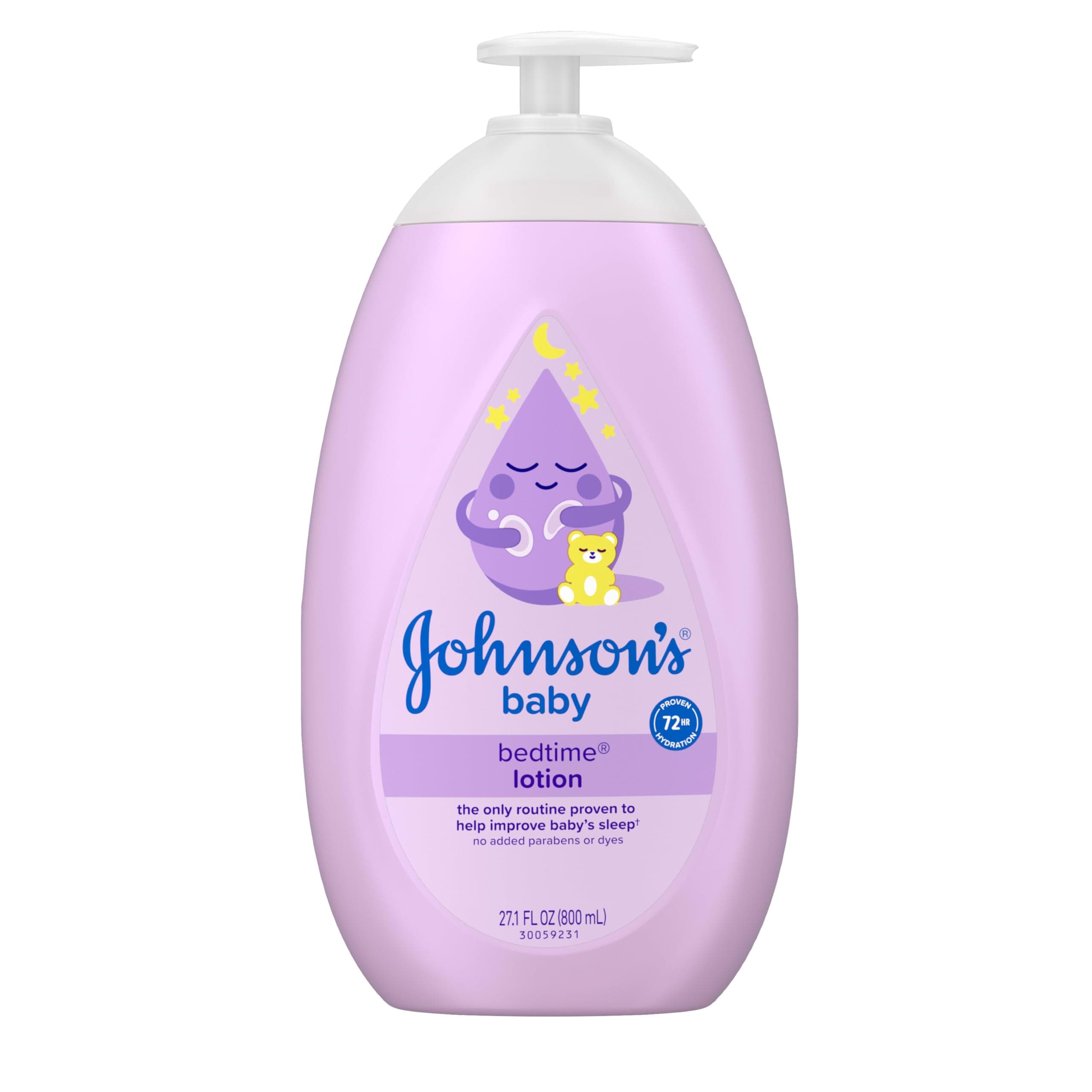 Johnson's Baby Bedtime Lotion, Soothing NaturalCalm Aromas, Gentle Nighttime Baby Lotion, Helps Relax & Soothe, Hydrating, No added Parabens & Dyes, 27.1 fl. oz 27.1 Fl Oz (Pack of 1)