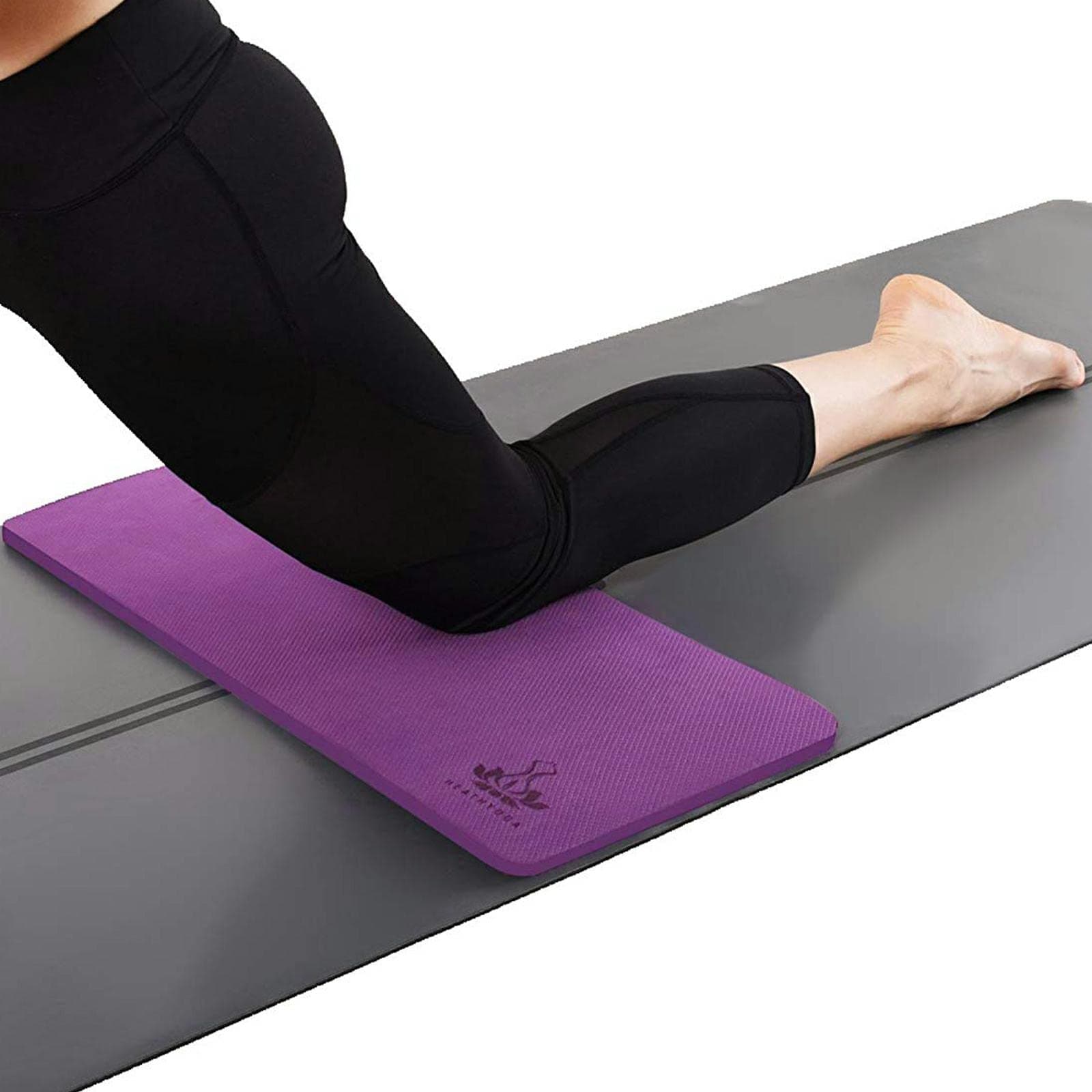 Heathyoga Yoga Knee Pads Cushion Non-Slip Knee Mat by Heathyoga, Knee Pad for Gardening Yard Work, Yoga Knee Pad Cushion for Yoga and Floor Exercises Yoga Mat Accessory 26"x10"x0.5" Purple