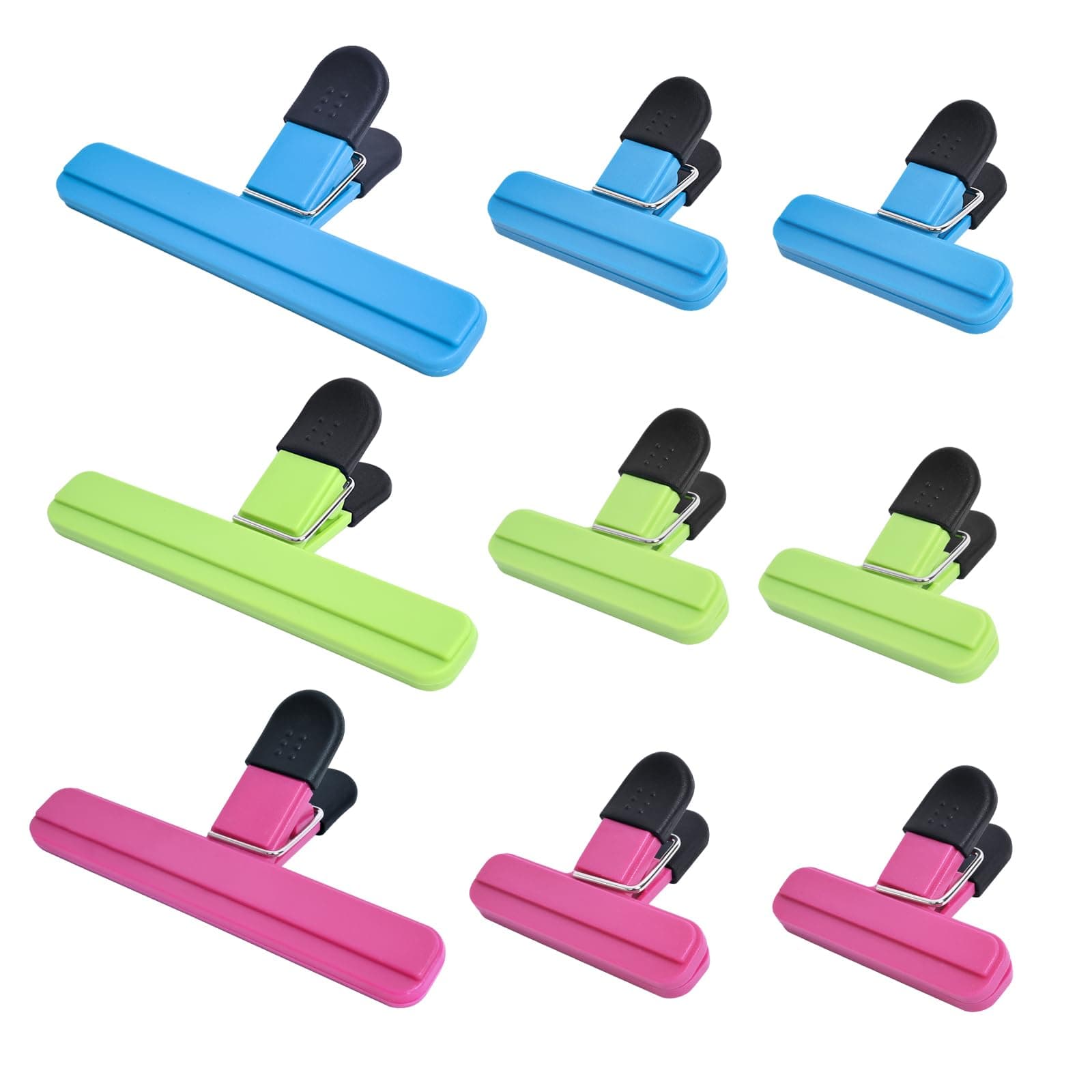 UNIYO 9Pack Large Chip Bag Clips - Assorted Sizes Food Bag Clips Plastic Heavy Seal Grip