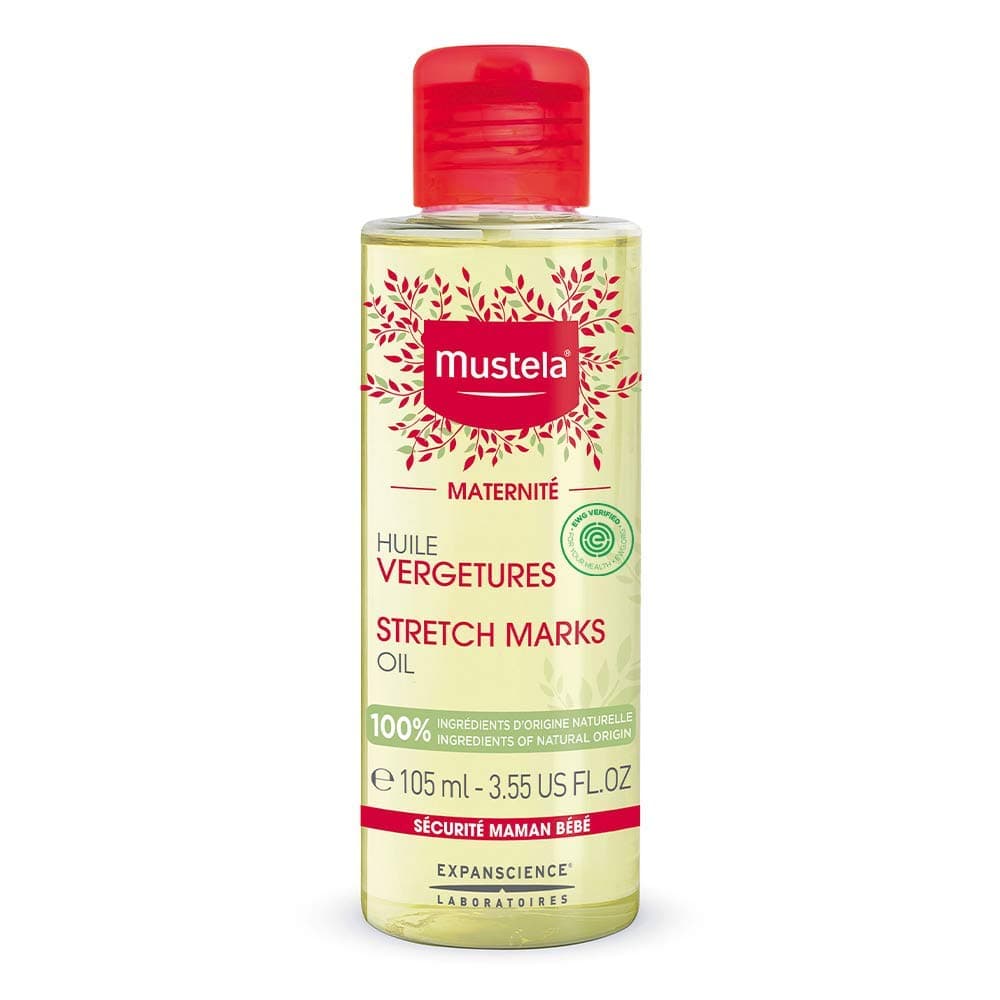 Mustela Maternity Stretch Marks Oil - with Natural Avocado, Maracuja & Sunflower Oil - EWG Verified, Vegan & Fragrance Free - 3.55 fl. oz. New Packaging