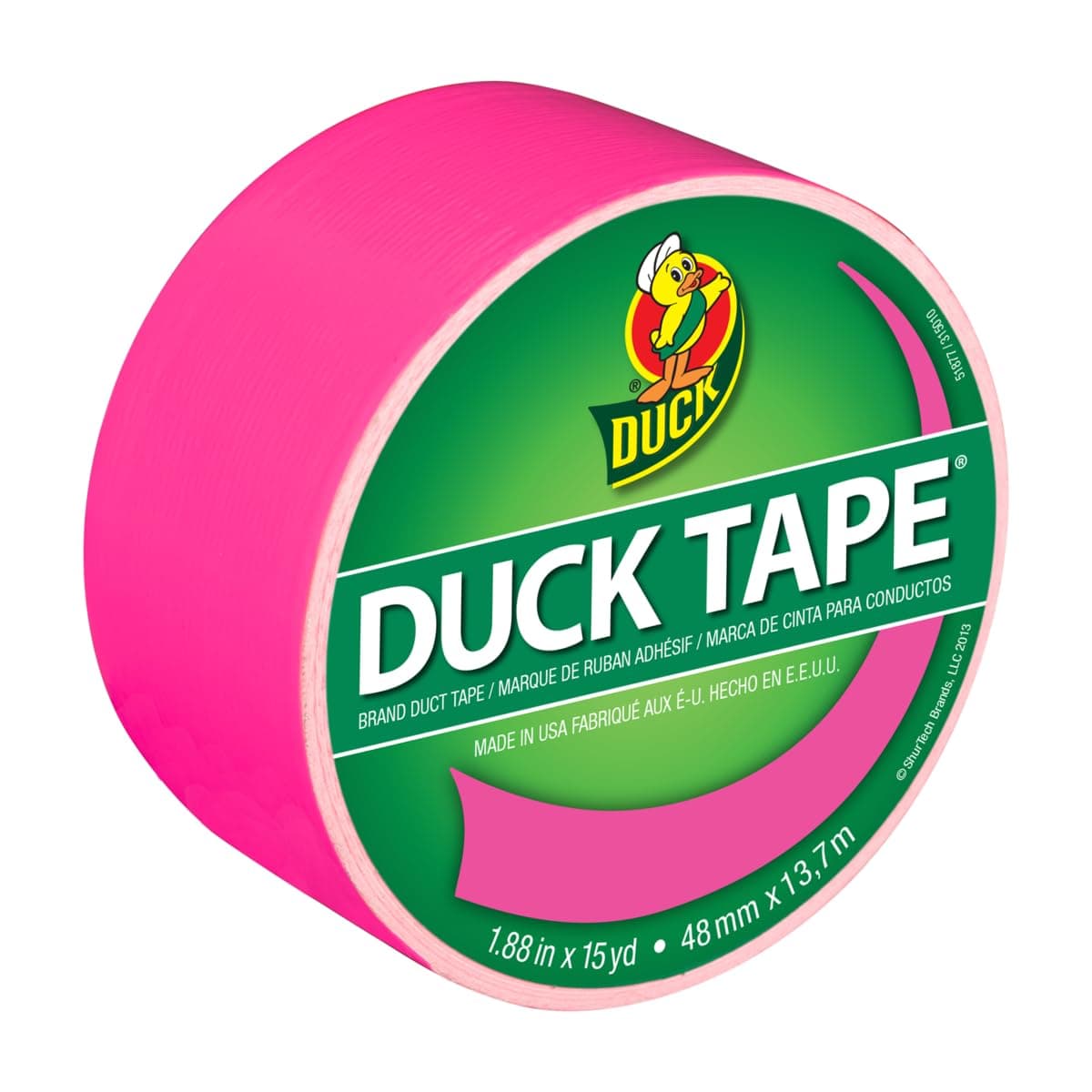 Duck Tape Colored Duct Tape, 1-7/8 Inches x 15 Yards, Neon Pink Neon Pink Single Roll
