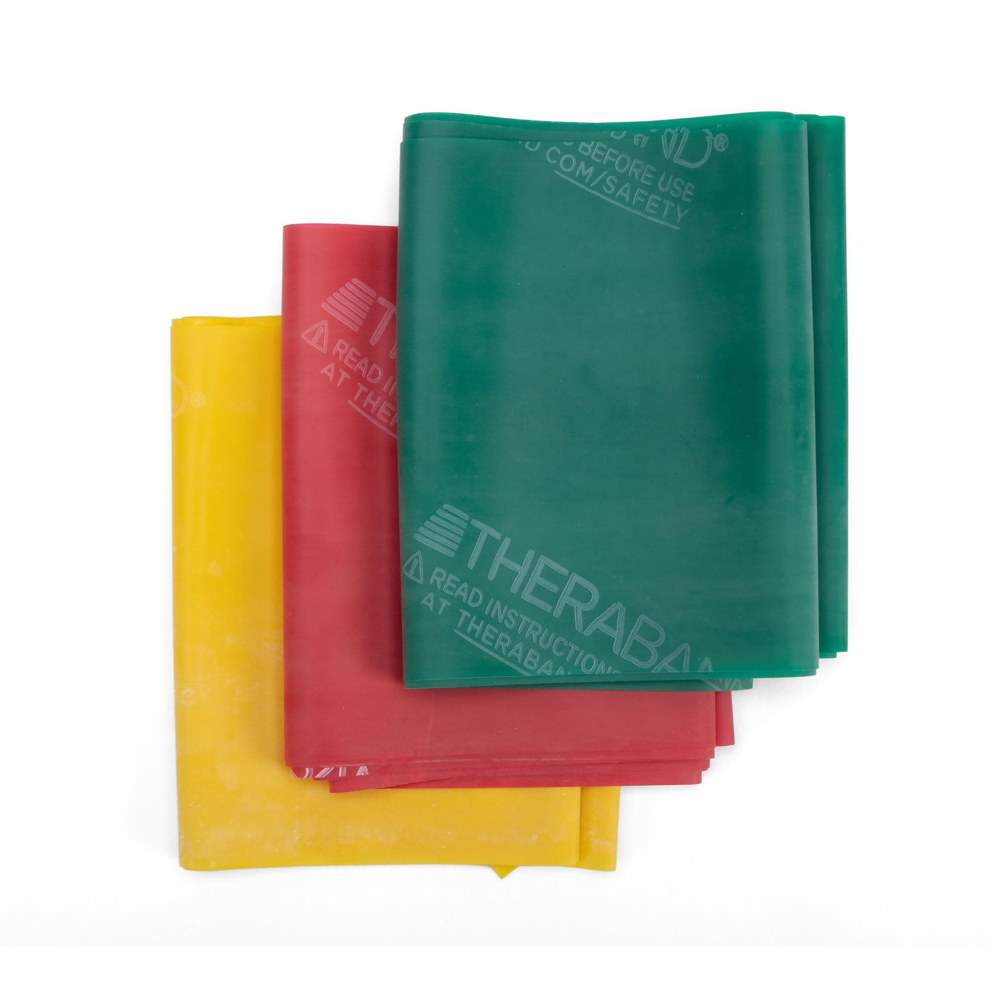 THERABAND Resistance Bands Set, Beginner Kit, Yellow, Red, Green, Latex Elastic Bands for Exercise & Physical Therapy, Strength Training Bands for Upper & Lower Body Fitness Latex Beginner Set - Yellow/Red/Green