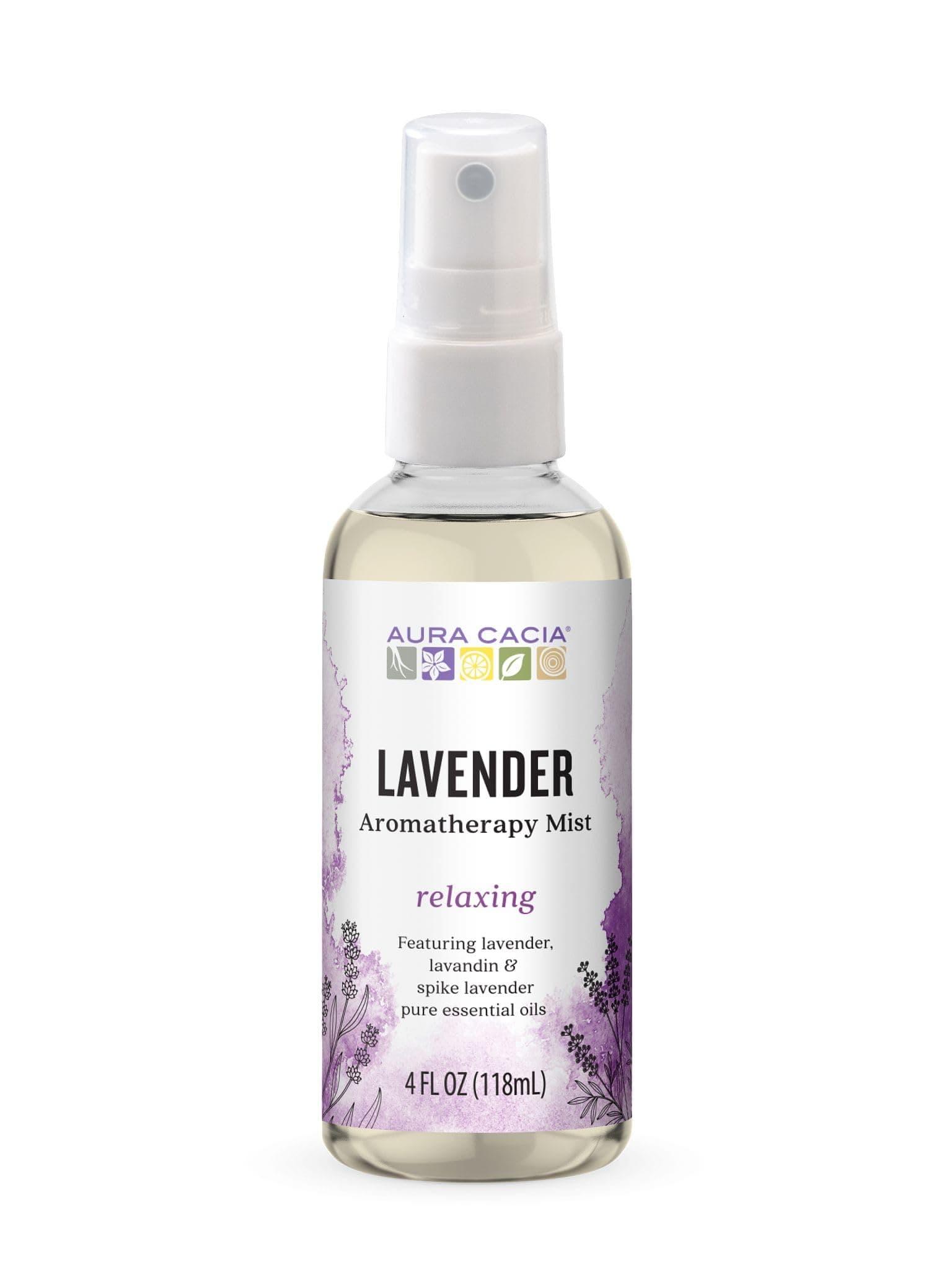 Aura Cacia Relaxing Lavender Aromatherapy Mist, 4-Ounce, Lavender Pure Essential Oils, Sweet & Floral Aroma 4 Fl Oz (Pack of 1)