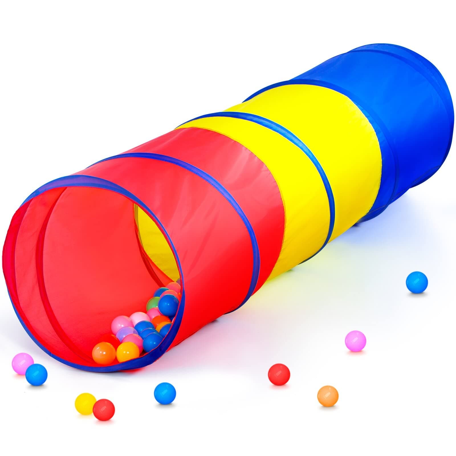 PigPigPen Pop Up Play Tunnel Tent for Toddlers Babies or Dogs, Indoor & Outdoor Toys for Kids Backyard Playset. (Red,Yellow,Blue) Red,yellow,blue play tent