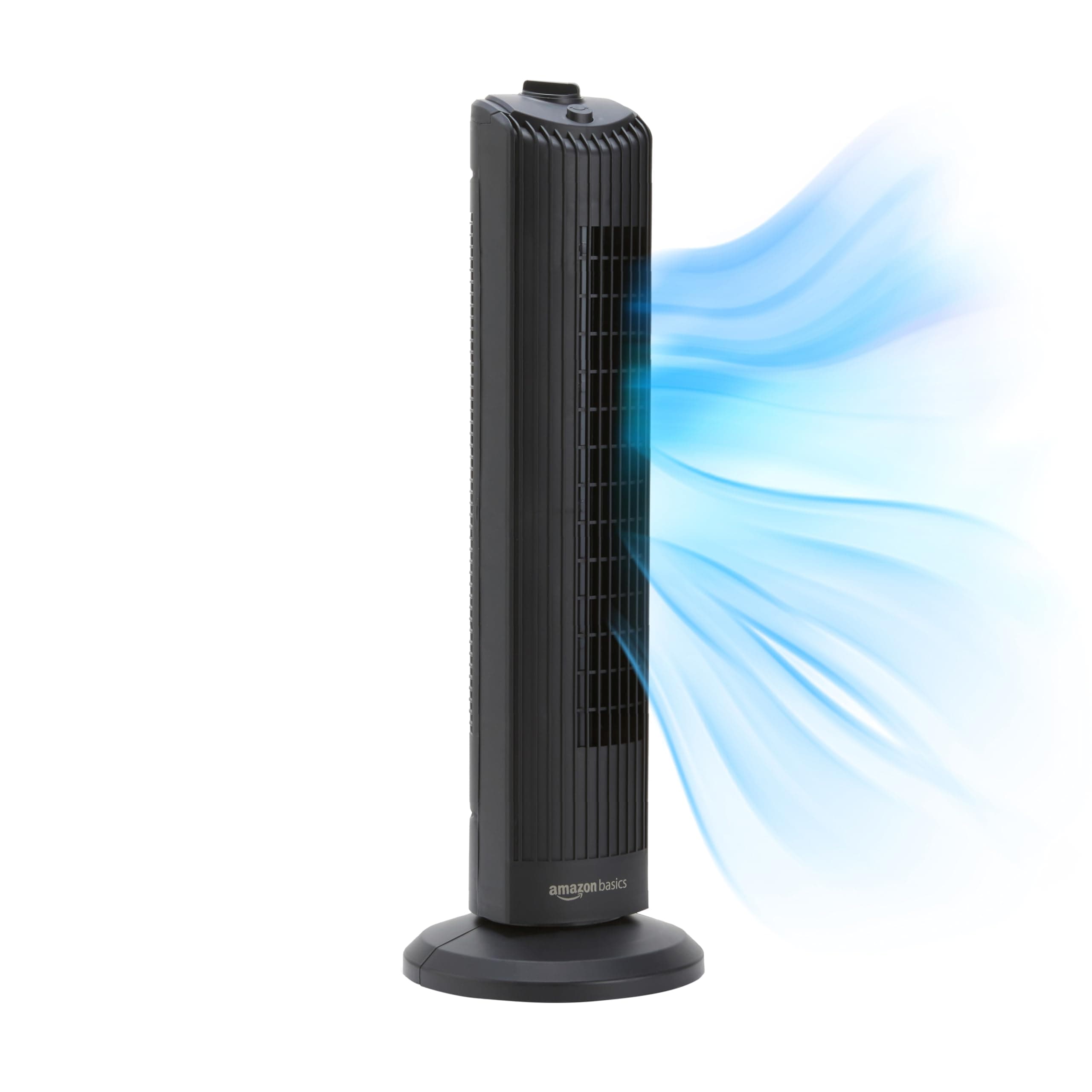 Amazon Basics 28" 60-Degree Oscillating Tower Fan for Bedroom, Living Room, Office, With 3 Speeds, Intuitive Mechanical Control, Black, 35W, 27.8"H x 9.4"D x 9.4"W 28" - Mechanical Control