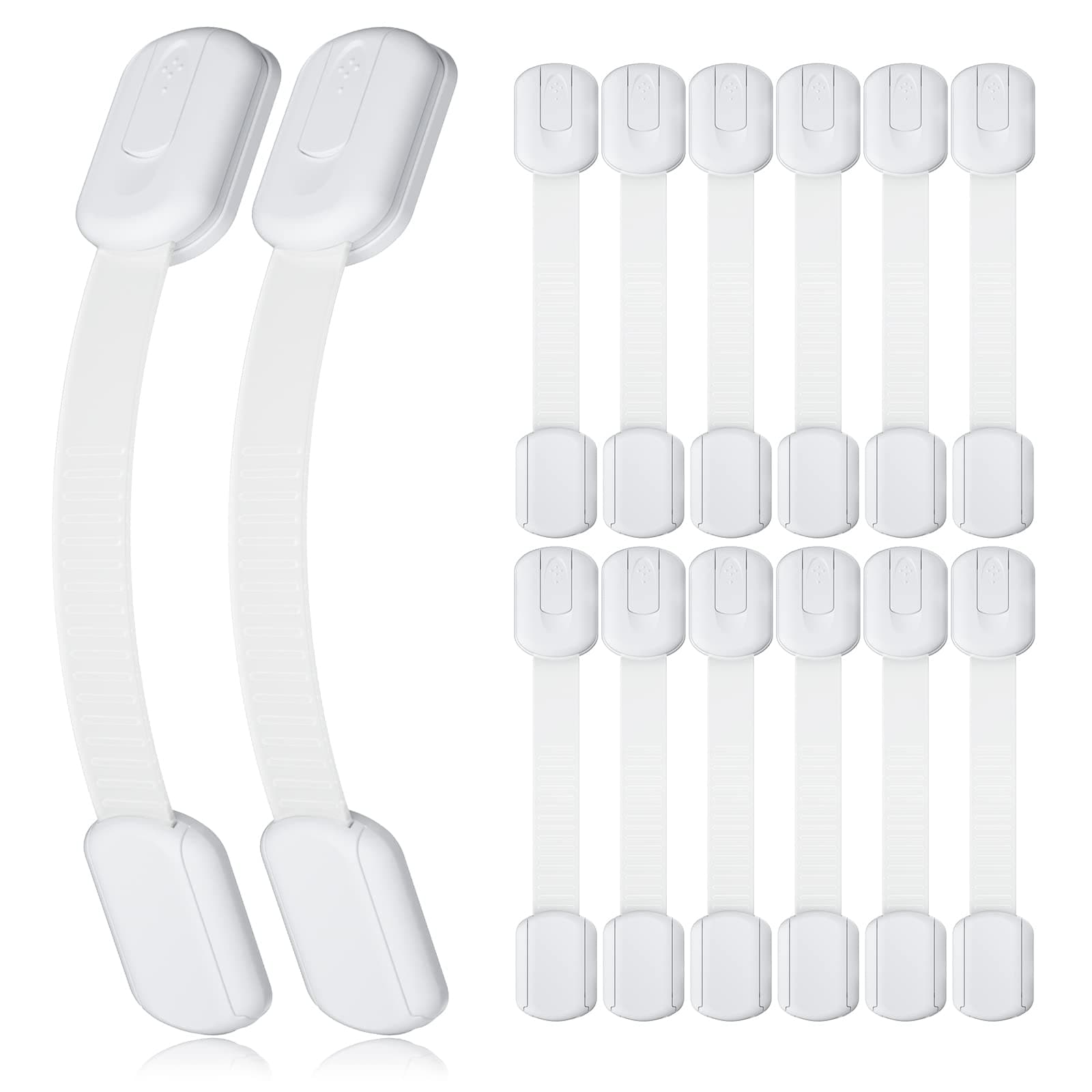 4our Kiddies Child Proof Cabinet Locks for Baby Proofing, 14 Pack Baby Proof Drawer Locks for Kids, Child Safety, Adjustable Child Locks for Cabinet and Drawers with 12 Extra 3M Adhesives, No Drilling 14 Count (Pack of 1)