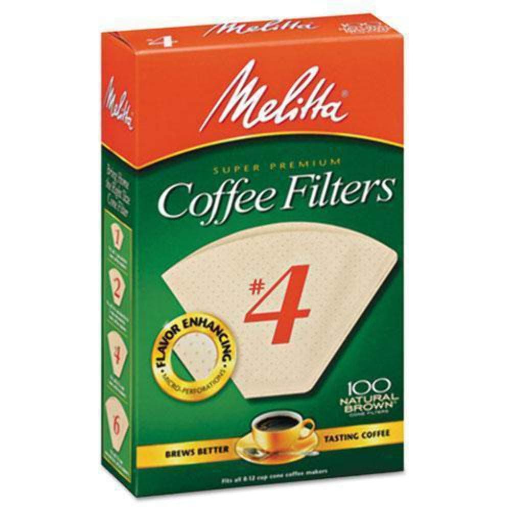 Melitta #4 Cone Coffee Filters, Unbleached Natural Brown, 100 Total Filters Count 100 COunt (Pack of 1)