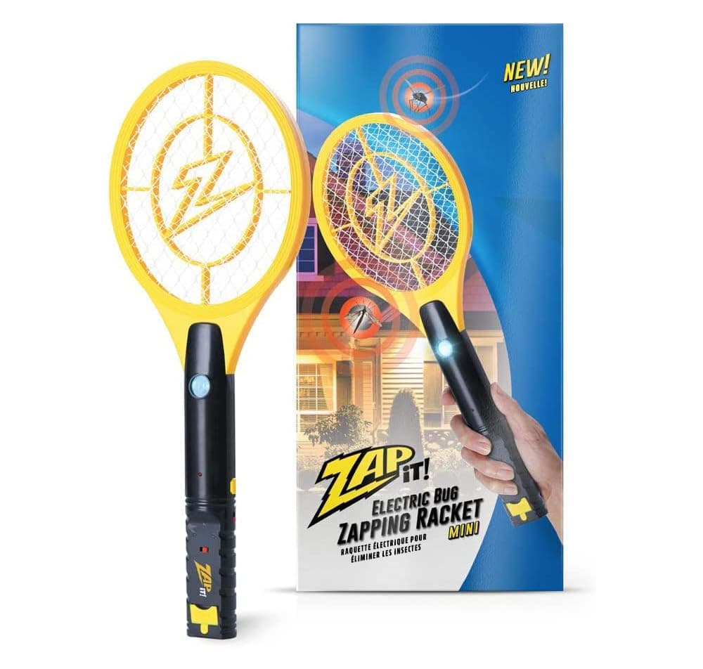 Zap It! Mini Bug Zapper - Rechargeable Mosquito, Bug Zapper Racket - Flies Zappers Indoor - 4,000 Volt - USB Charging, Super-Bright LED Light to Zap in The Dark - Safe to Touch Mini Yellow