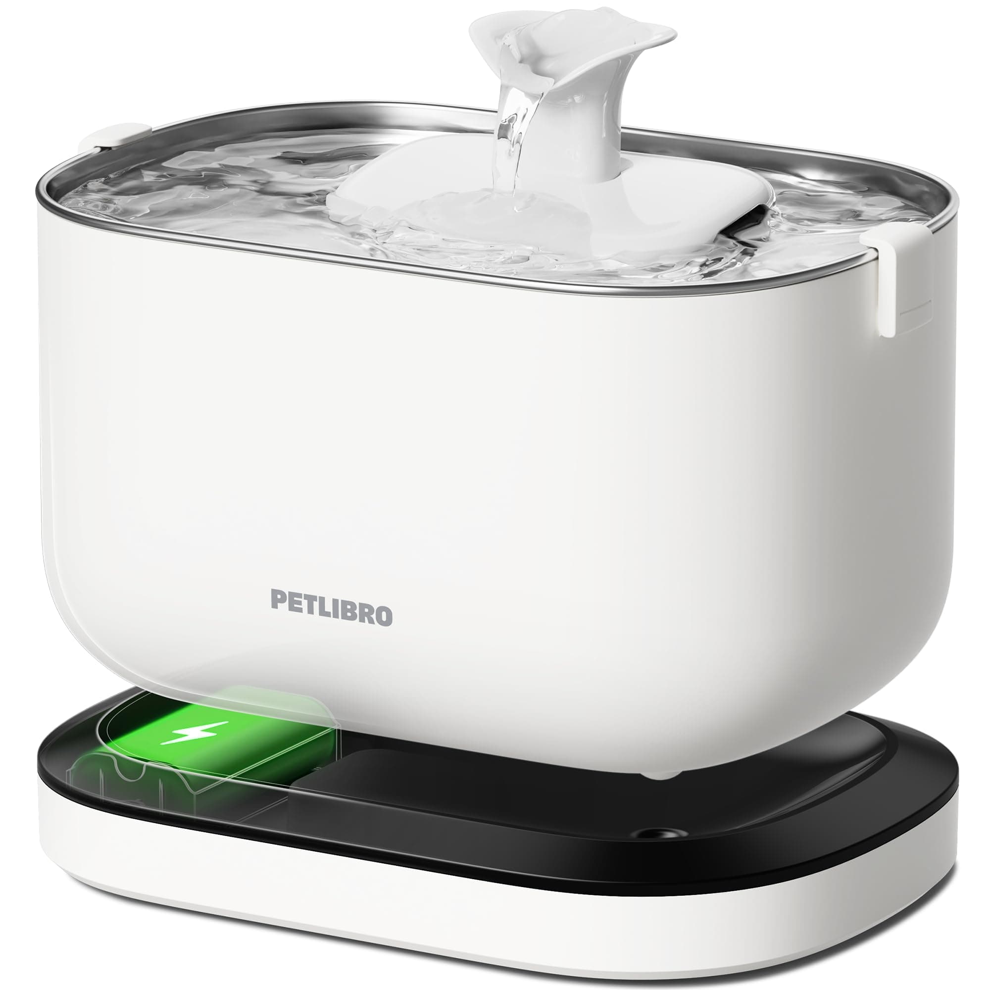PETLIBRO Cordless Cat Water Fountain, Rechargeable Battery Operated Wireless Pet Water Fountain, 2.5L/84oz Cat Water Dispenser for Drinking with Quiet Pump Stainless Steel Tray Easy Clean BPA Free