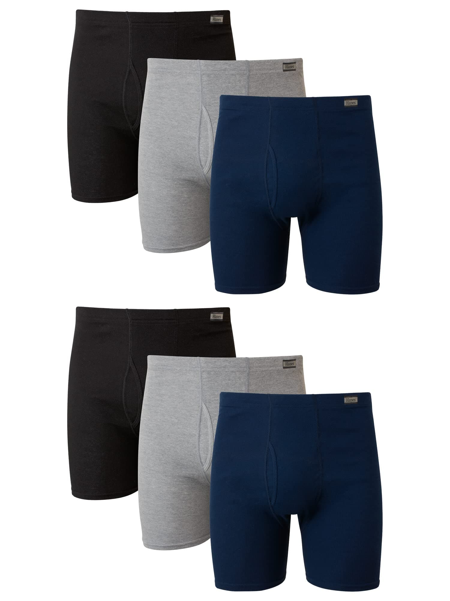 Hanes Men's Underwear Boxer Briefs Pack, Moisture-wicking Underwear for Men, Breathable, Cool & Breathable Cotton 6 Assorted - 6 Pack Large