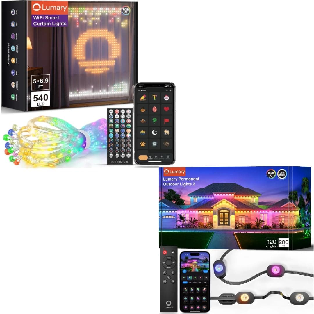 Lumary WiFi Curtain Lights 540 RGB LED Smart Permanent Outdoor Lights 2