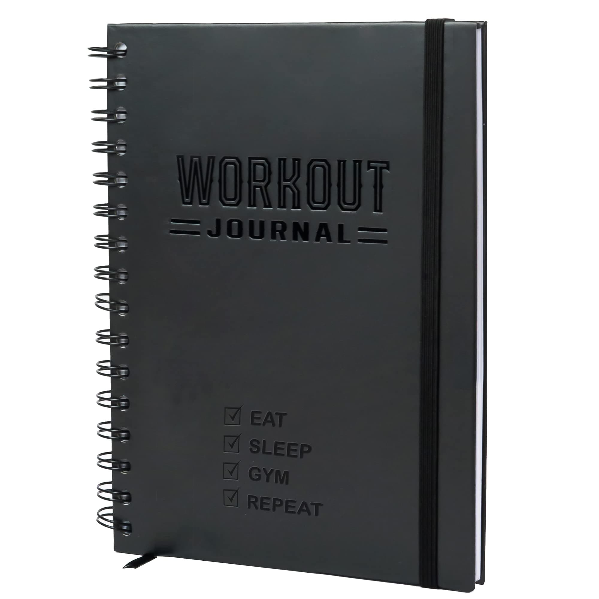 Nextnoid Hardcover Fitness Journal Workout Planner for Men & Women - A5(5.7" x 8.3") Sturdy Workout Log Book to Track Gym & Home Workouts Fitness Black