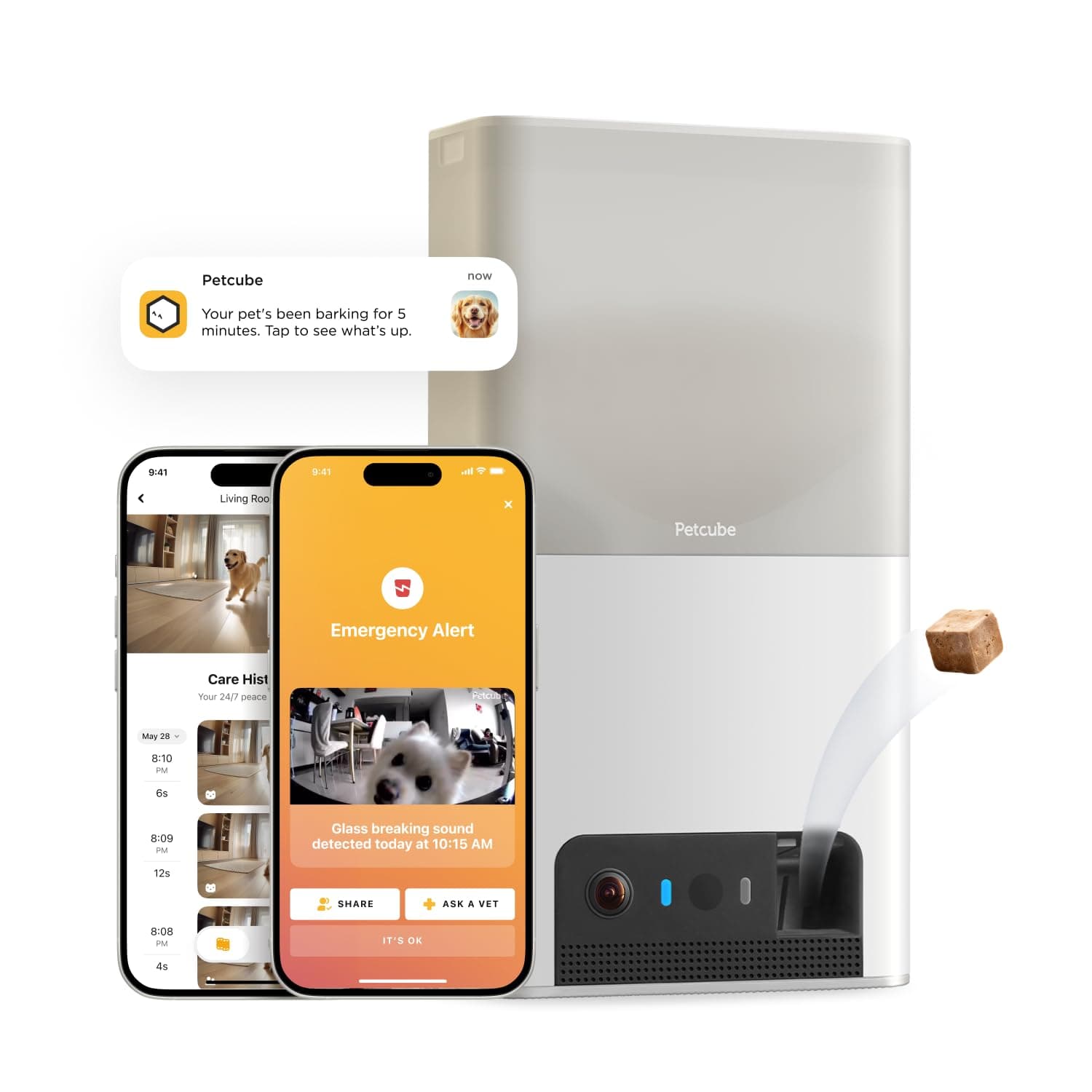 Petcube Bites 2 Lite Interactive WiFi Pet Monitoring Camera with Phone App and Treat Dispenser, 1080p HD Video, Night Vision, Two-Way Audio, Sound and Motion Alerts, Cat and Dog Monitor