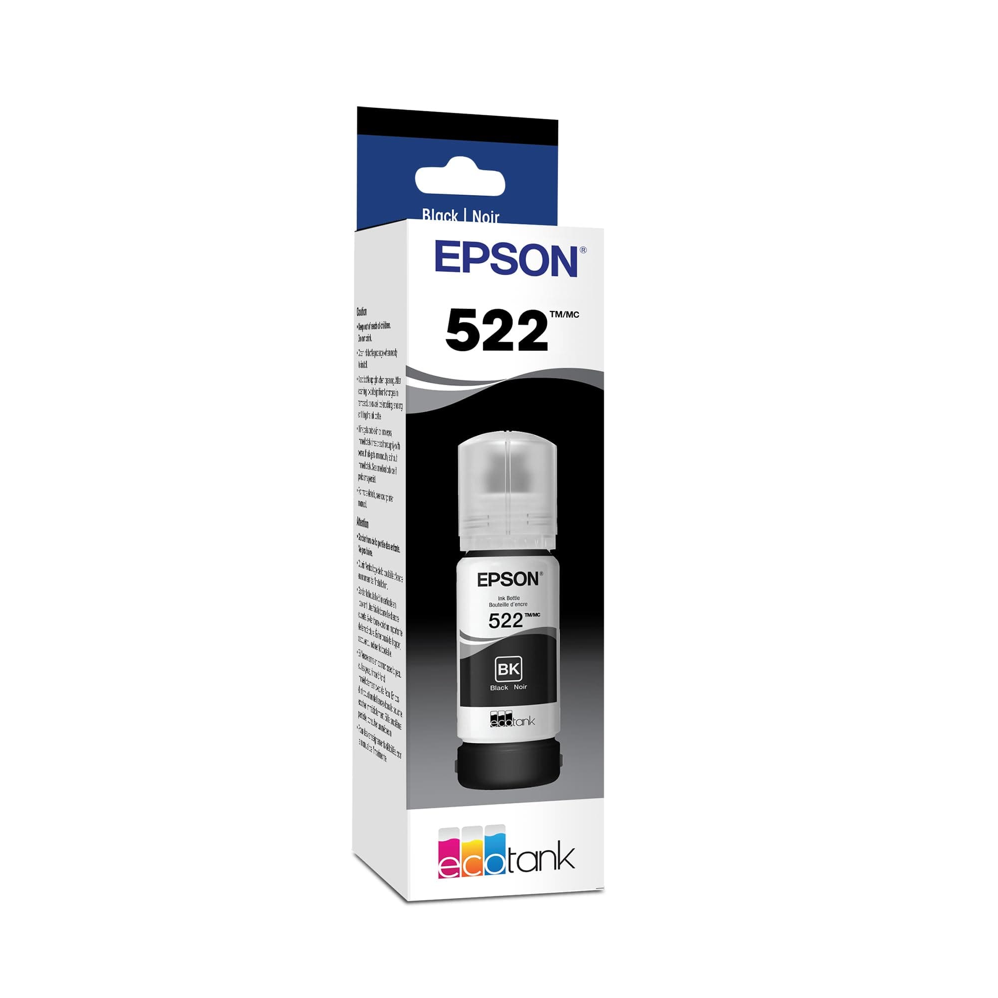 EPSON 522 EcoTank Ink Ultra-high Capacity Bottle Black (T522120-S) Works with EcoTank ET-2720, ET-2800, ET-2803, ET-2840, ET-4700, ET-4800, ET-4810 Ultra-high Capacity Ink