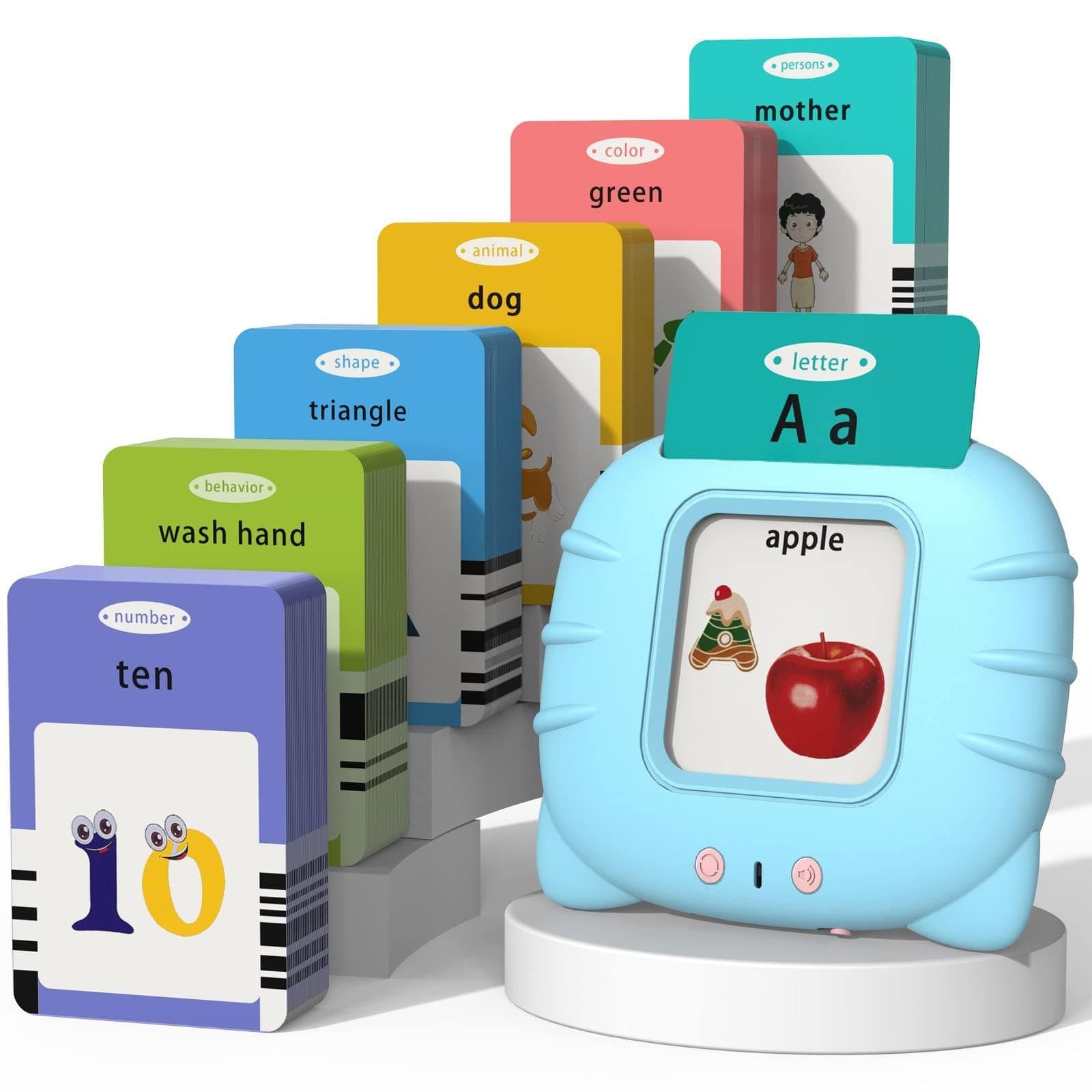 Talking Cards for Toddlers, Speech Therapy Toys Autism Toys, ABC 123 Sight Words Etc, Educational Learning Interactive Toys with Giftable Package (510-blue (New ABC+123+ 3 Songs))