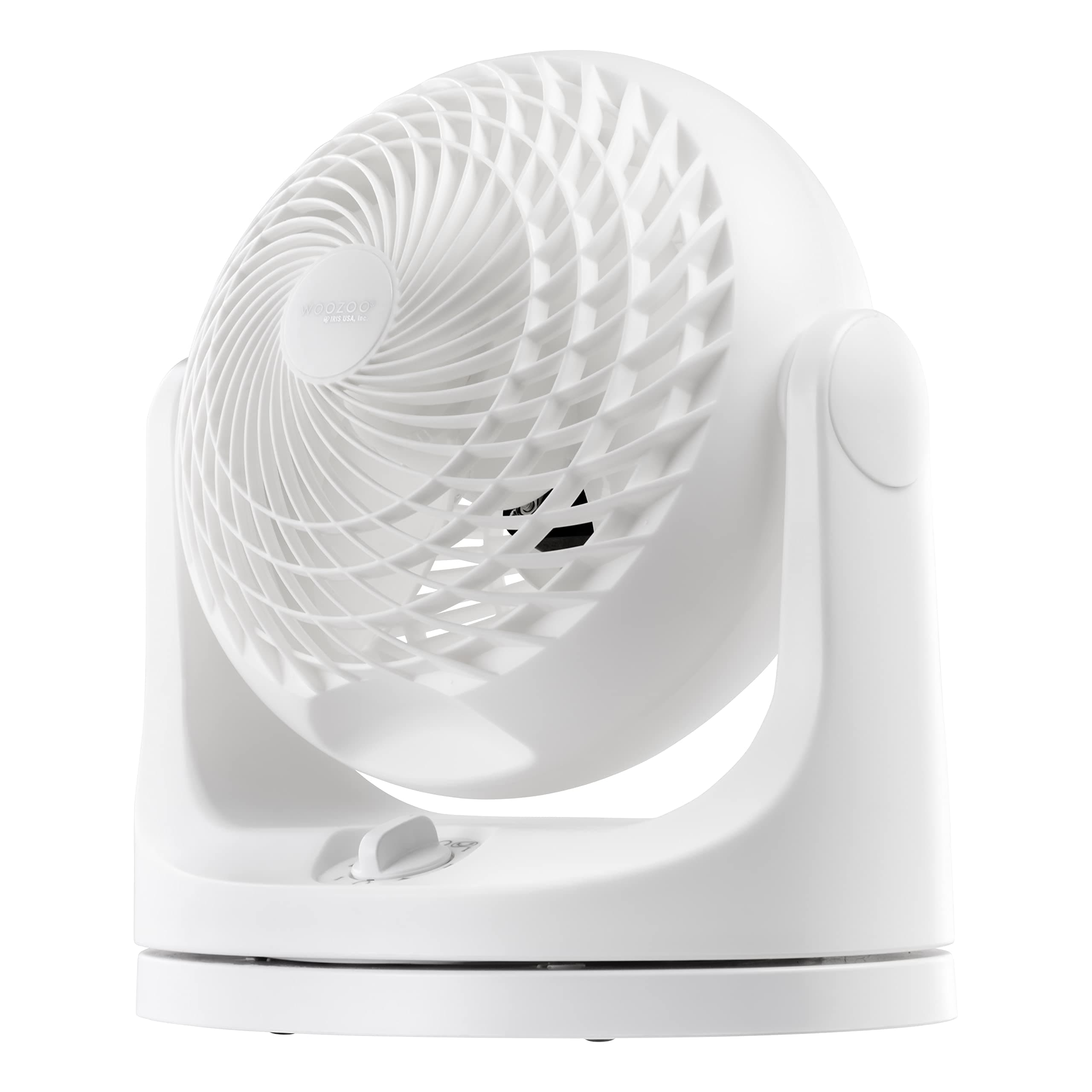 IRIS USA WOOZOO Desk Fan, Oscillating Table Air Circulator, 3 Speeds, 52ft Max Air Distance, 112° Adjustable Tilt, 30db Quiet Motor, Small Fan for Bedroom, Office, Dorm, White