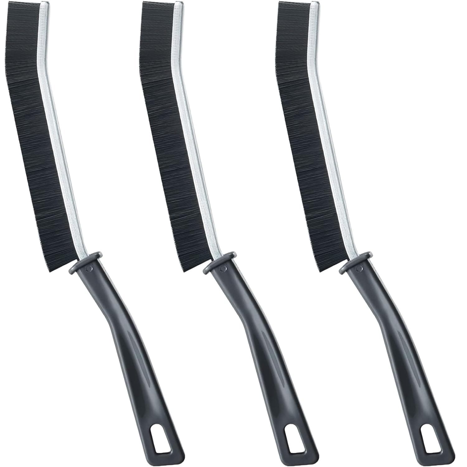 Crevice Cleaning Brush, Hard Bristle Small Cleaning Brushes, Grout Cleaner Brush, Toilet Brush, Scrub Brush for Shower Tile, Skinny Gap Cleaning Tools for Household Use, Bathroom, Kitchen (3) Flat Bristle 3 Pack