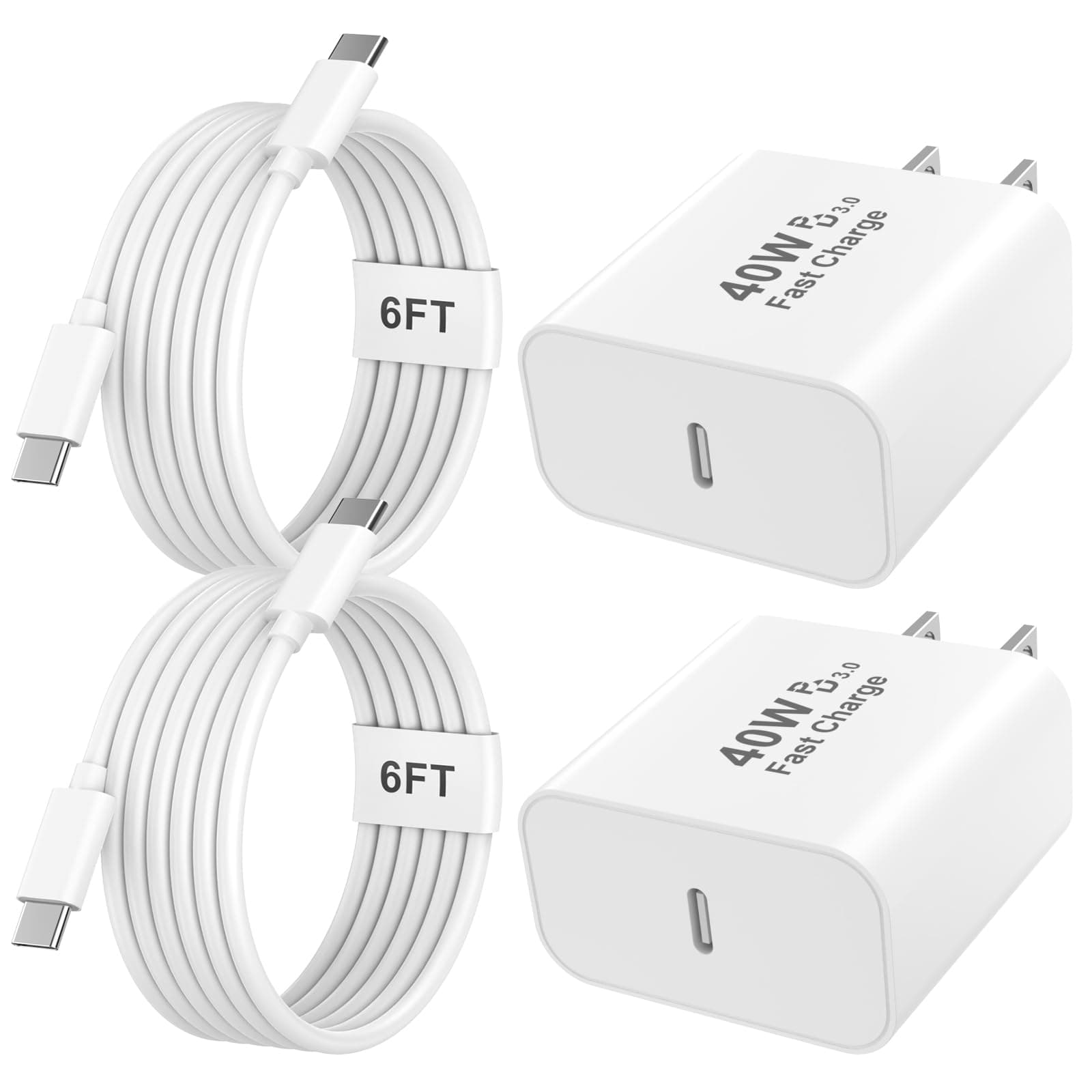iPhone 17 16 15 Charger Fast Charging, 2 Pack 40W USB C iPhone 17 16 15 Pro Max Charger Block & 6FT Type C Charging Cable Cord for iPhone 17/Air/17 Pro/17 Pro Max/16/16 Pro/16 Pro Max/15/15 Pro Max