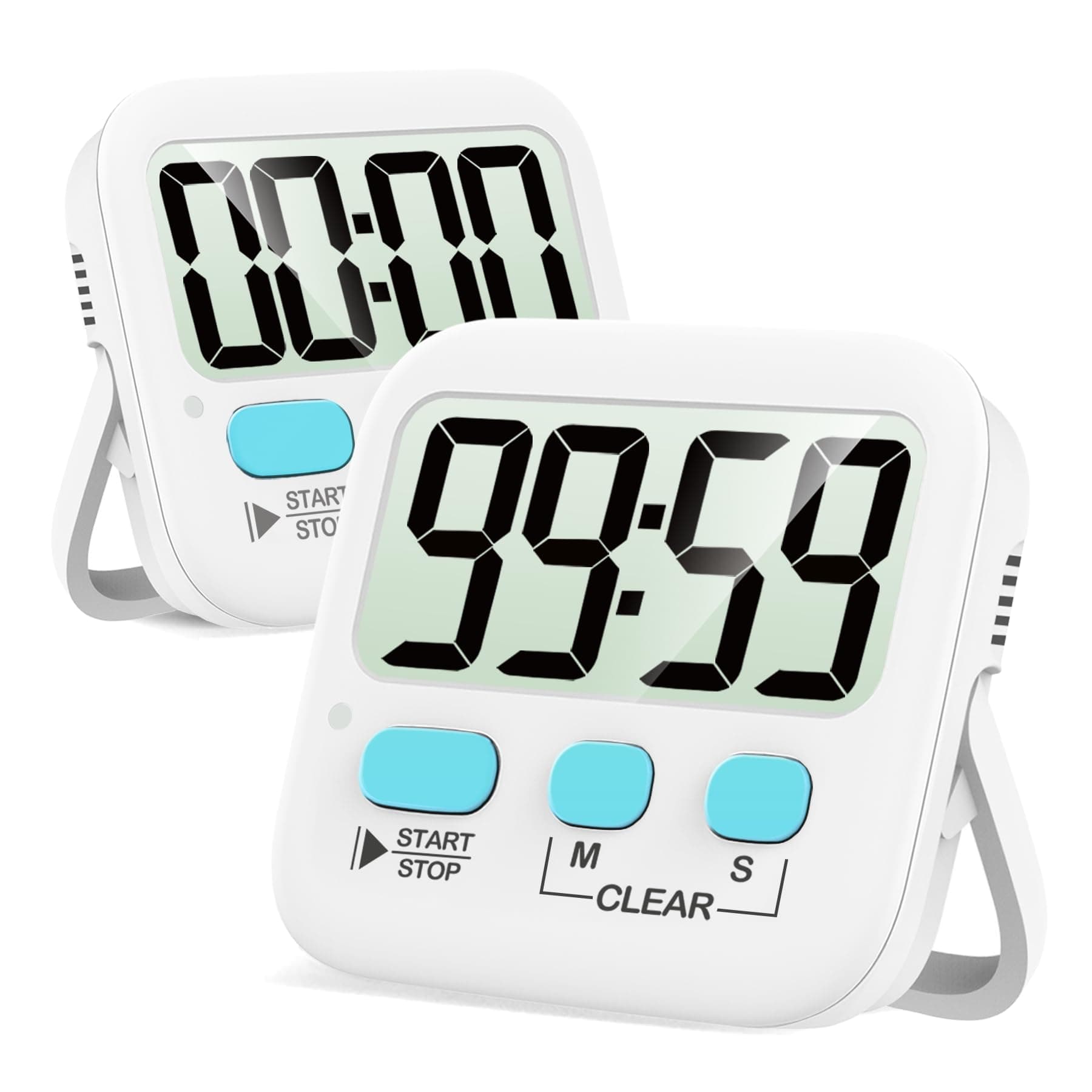 Antonki 2 Pack Digital Timer for Kids, Magnetic Countdown Kitchen Timers for Cooking, Egg, Classroom, Teacher, Exercise, Study, Oven - Battery Included 2 * Classic White ( 97%+choice )