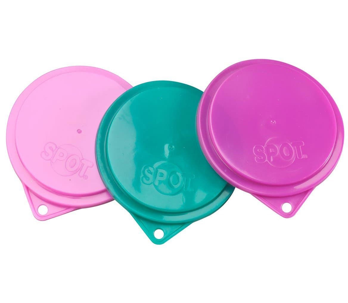 SPOT Pet Food Can Covers - Reusable Lids for Cat or Dog Food Tin -Fits 2.9 inch and 3.3 inch Diameter Cans, Fits Most Canned Foods - Durable, Easy to Use - Keeps Food Fresh - 3 Pack, Assorted Colors