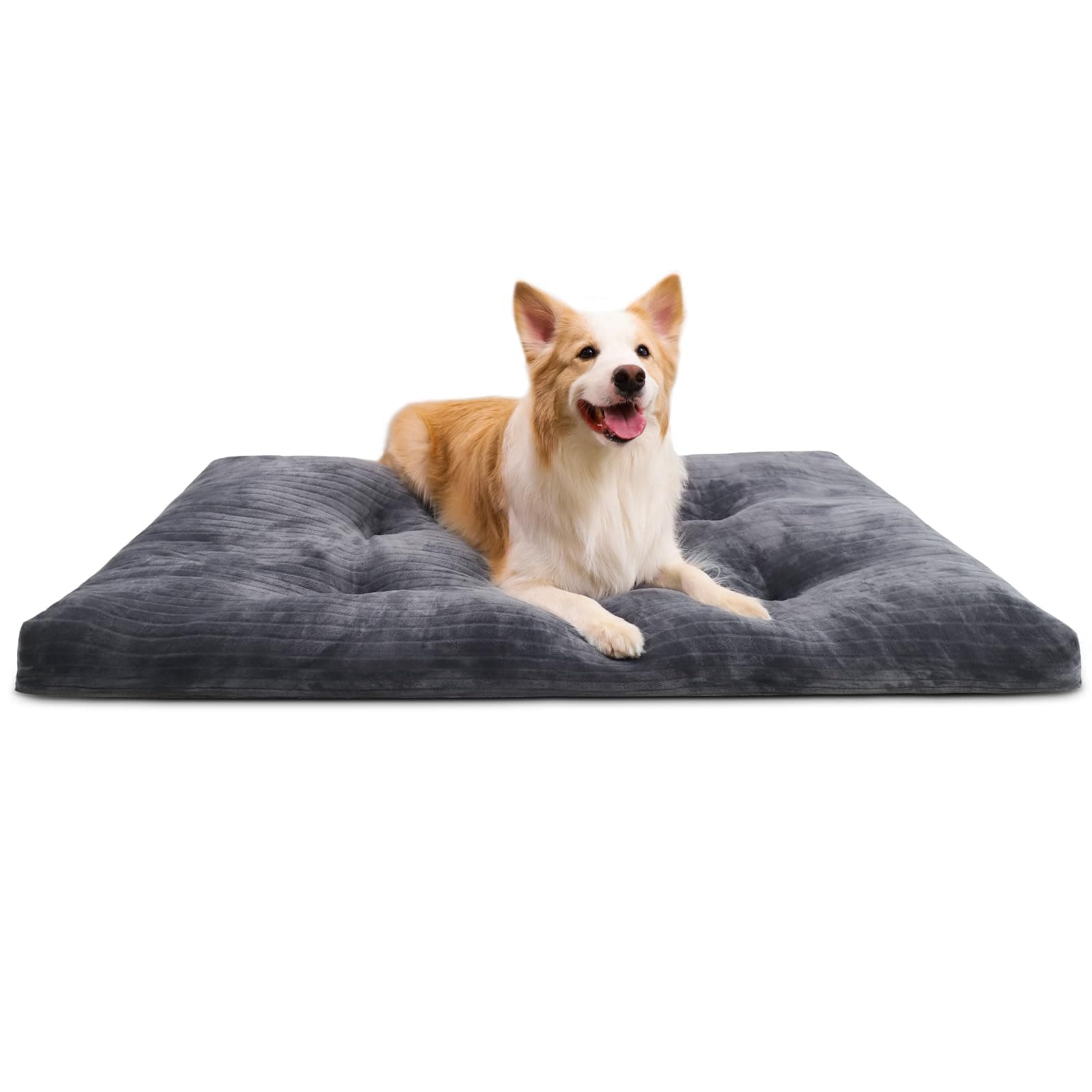Dog Crate Bed Washable Dog Beds for Large Dogs Deluxe Thick Flannel Fluffy Comfy Kennel Pad Anti-Slip & Anti-Scratch Pet Sleeping Mat, 35 x 23 Inch, Gray Gray 35.0"L x 23.0"W x 3.0"Th