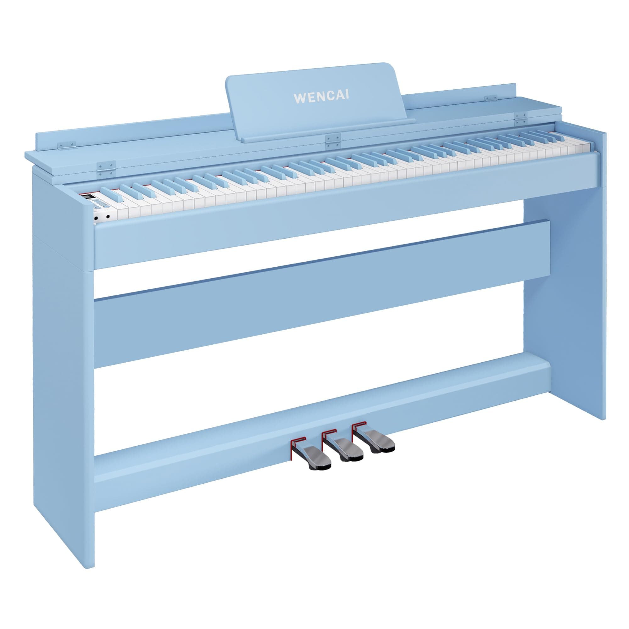 WENCAI 88 Key Fully Weighted Digital Piano Keyboard, 88 Keys Hammer Action Electric Pianos, Wooden Classic Upright Electronic Piano for Beginner, Professional, Triple Pedal (Blue)