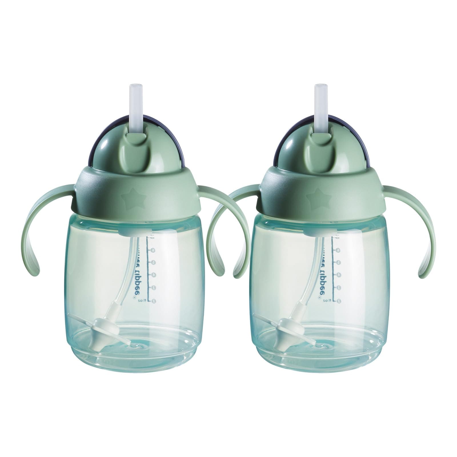 Tommee Tippee Starter Weighted Straw Baby & Toddler 10oz Sippy Cup for 6 Months+, with Silicone Weighted Straw and Easy-Hold Handles, BPA Free, Green, Pack of 2 Green 10 Ounces Solid