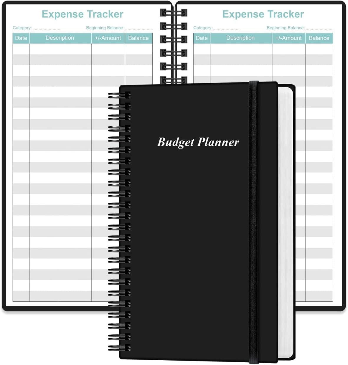 Budget Planner - A6 Expense Budget Tracker, Budget Book for Ledger Book, Money Organizer for Wallet, 3.75" x 6.75", Black