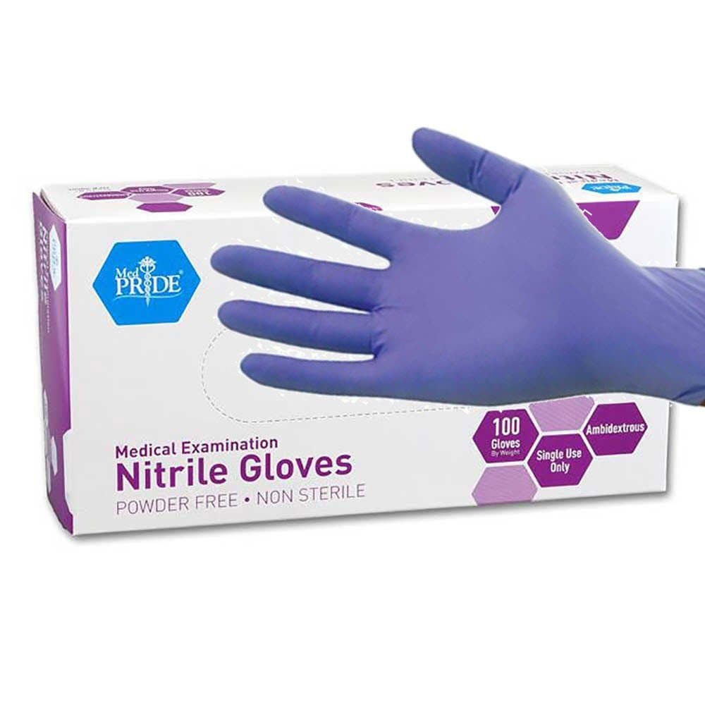 MedPride Powder-Free Nitrile Exam Gloves, Iris Blue, Medium, Box/100 Medium (Pack of 100)