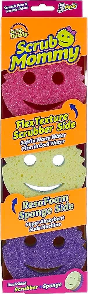 Scrub Daddy Scrub Mommy Sponges - Dish Scrubber + Non-Scratch Cleaning Sponges Kitchen, Bathroom + Multi-Surface Safe - Stain + Odor Resistant Dual-Sided Dish Sponges for Scrubbing (3 Count) 3 Count (Pack of 1) Scrub Mommy
