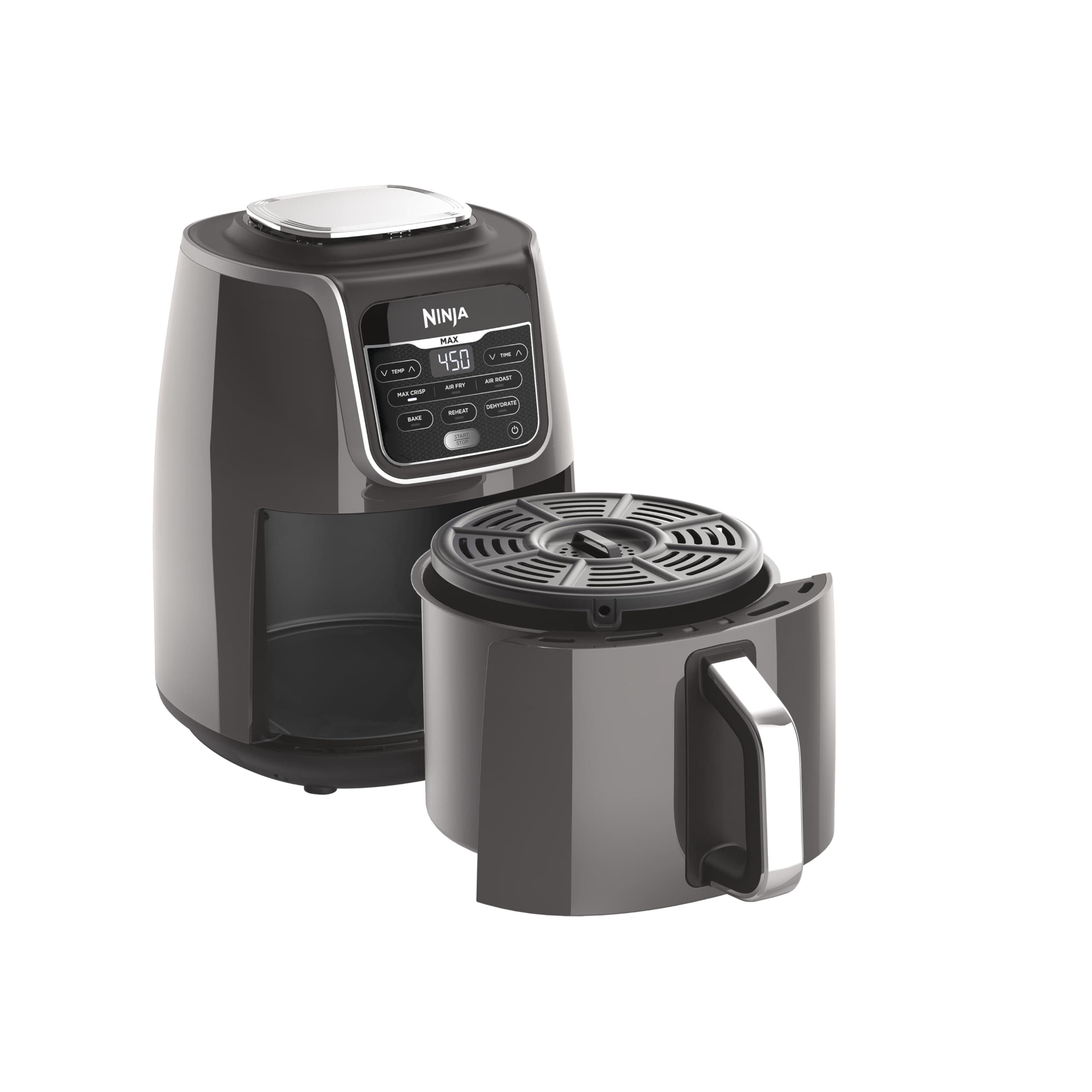 Ninja AF161 Max XL Air Fryer that Cooks, Crisps, Roasts, Bakes, Reheats and Dehydrates, with 5.5 Quart Capacity, and a High Gloss Finish, Grey 5.5 QT MAX