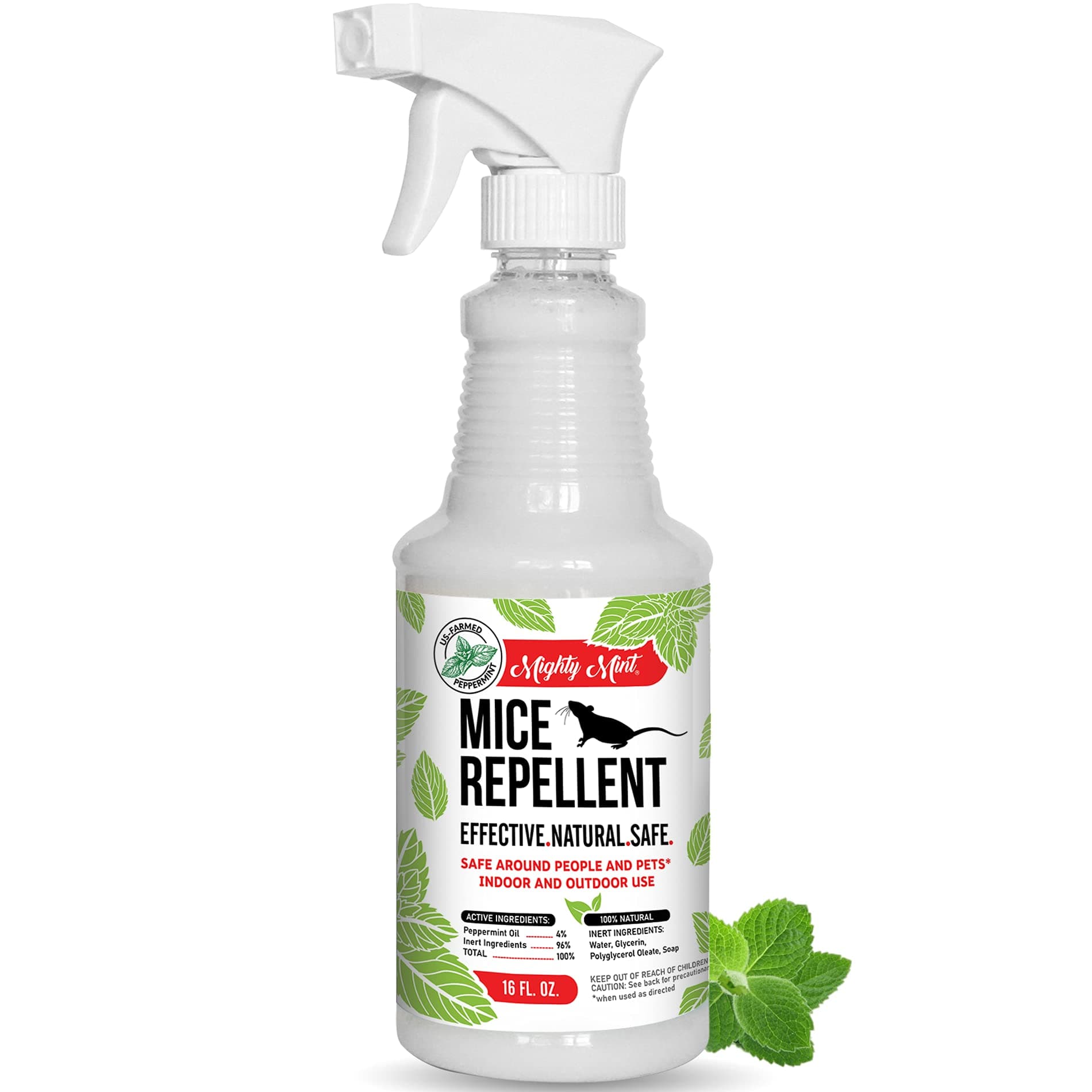 Mighty Mint Peppermint Oil Mouse Repellent Spray – Natural Indoor & Outdoor Control for Mice and Rodents – Plant-Based, Extra-Strong Formula - 16 oz 16 Fl Oz (Pack of 1)