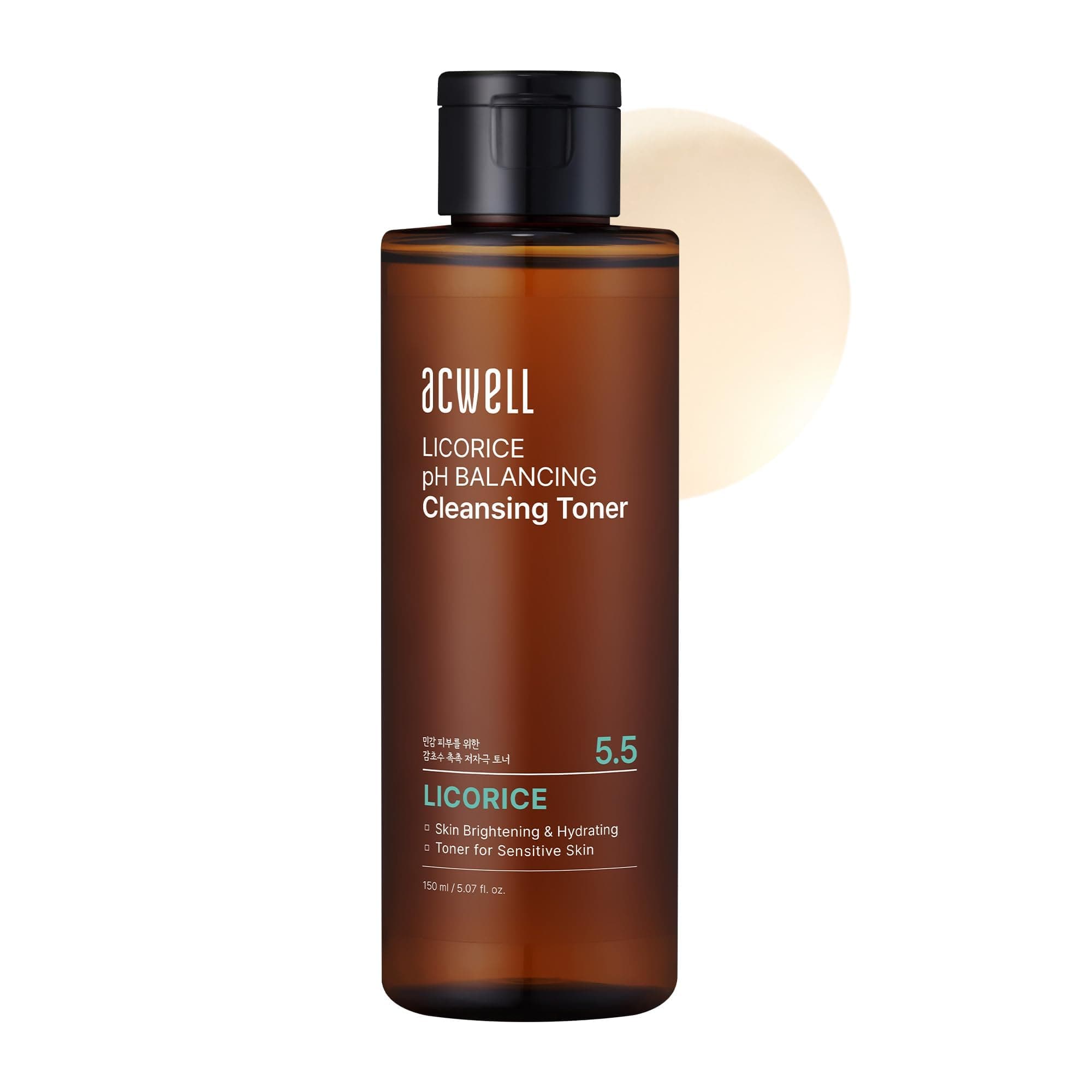 ACWELL Licorice pH Balancing Cleansing Toner 5.1 fl.oz. - PH5.5 Hydrating Makeup Cleansing Astringent - Skin Clearing, Reduce Pigmentation, Acne and Dark Spots 5.07 Fl Oz (Pack of 1)