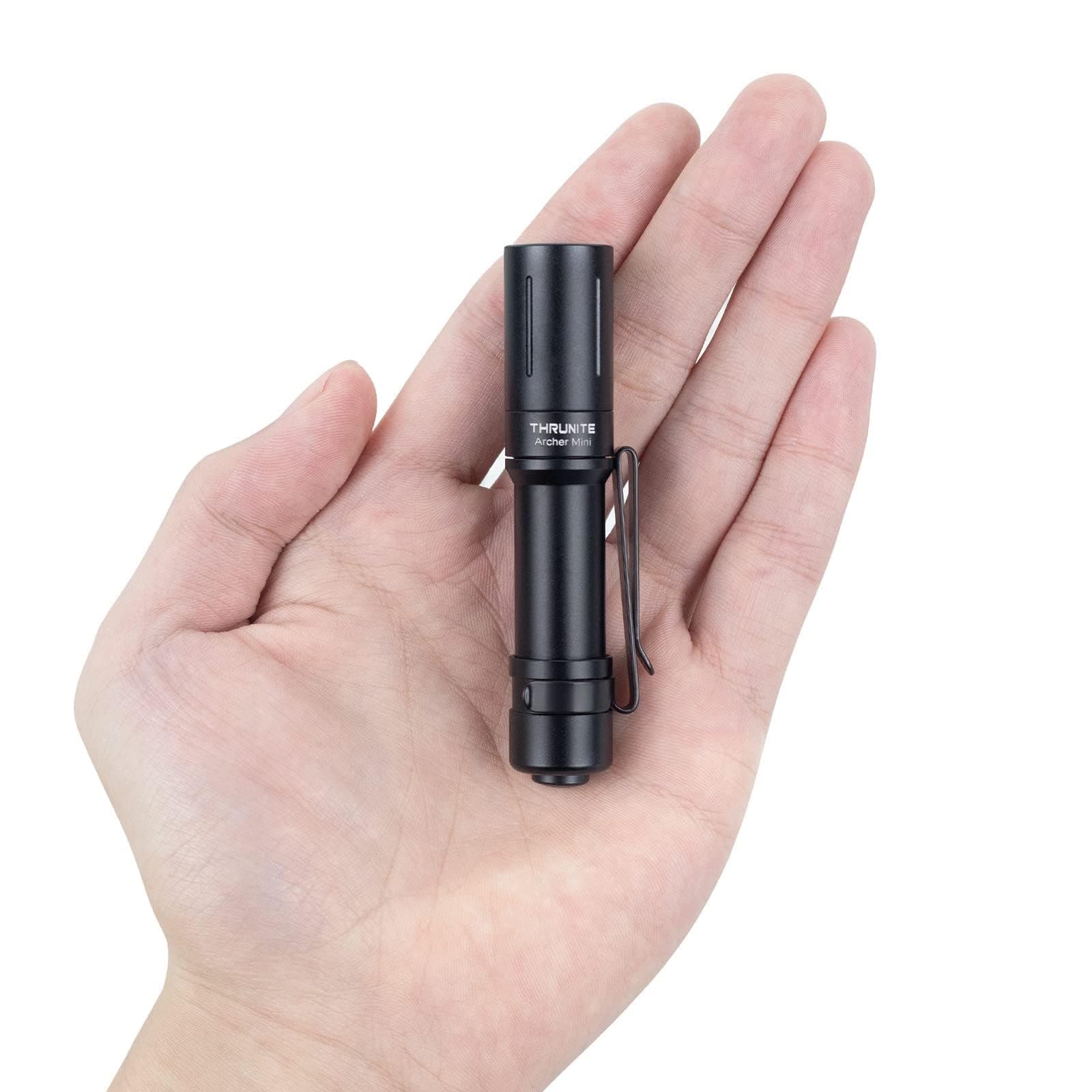 ThruNite EDC Flashlight Archer Mini, 405 Lumens Tail Switch LED Flashlight, USB C Rechargeable Little Pocket Penlight for Camping, Outdoor, and Emergency - Cool White Black Cool White