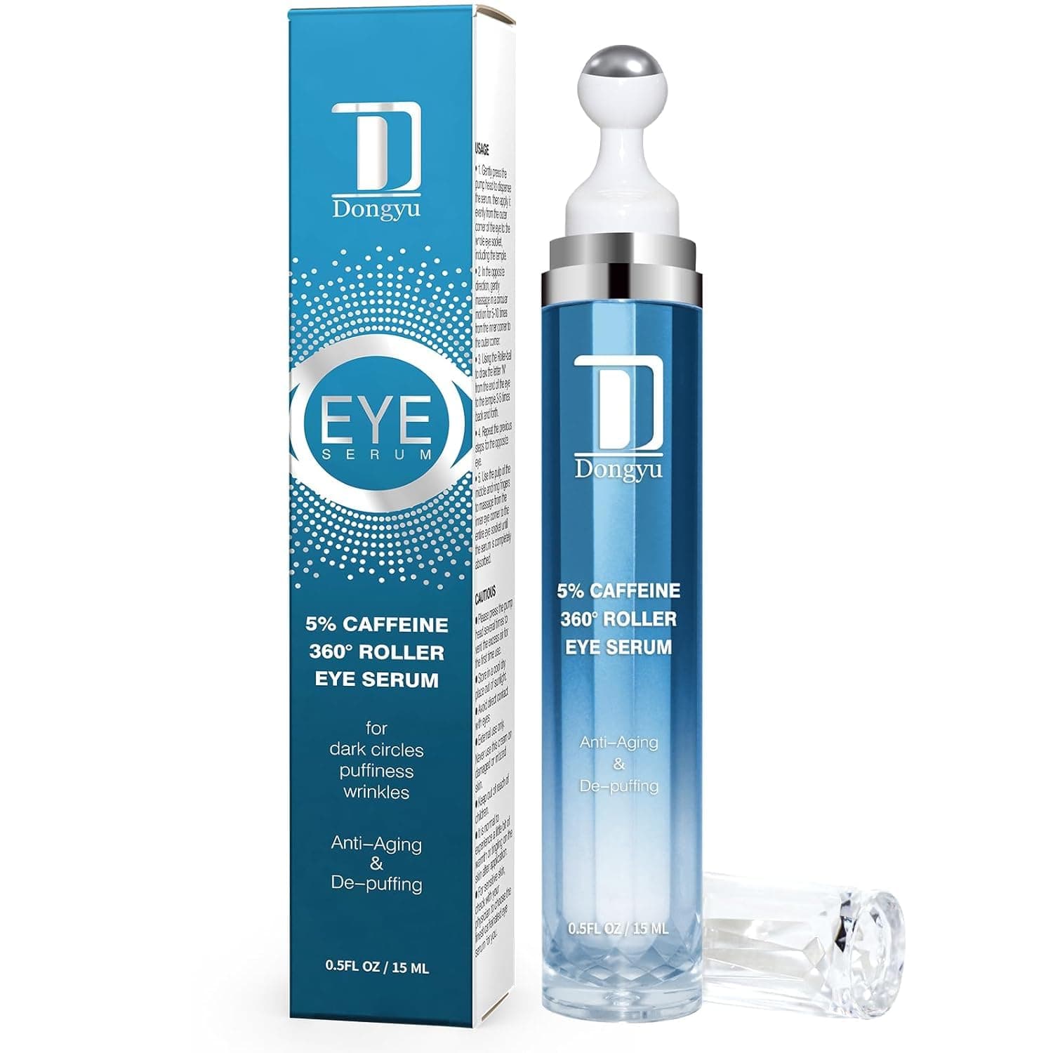 Caffeine Eye Cream for Dark Circles: Under Eye Cream Morning Skincare - Daily Eye Serum for Eyelids Puffiness (Formula Upgraded) Blue