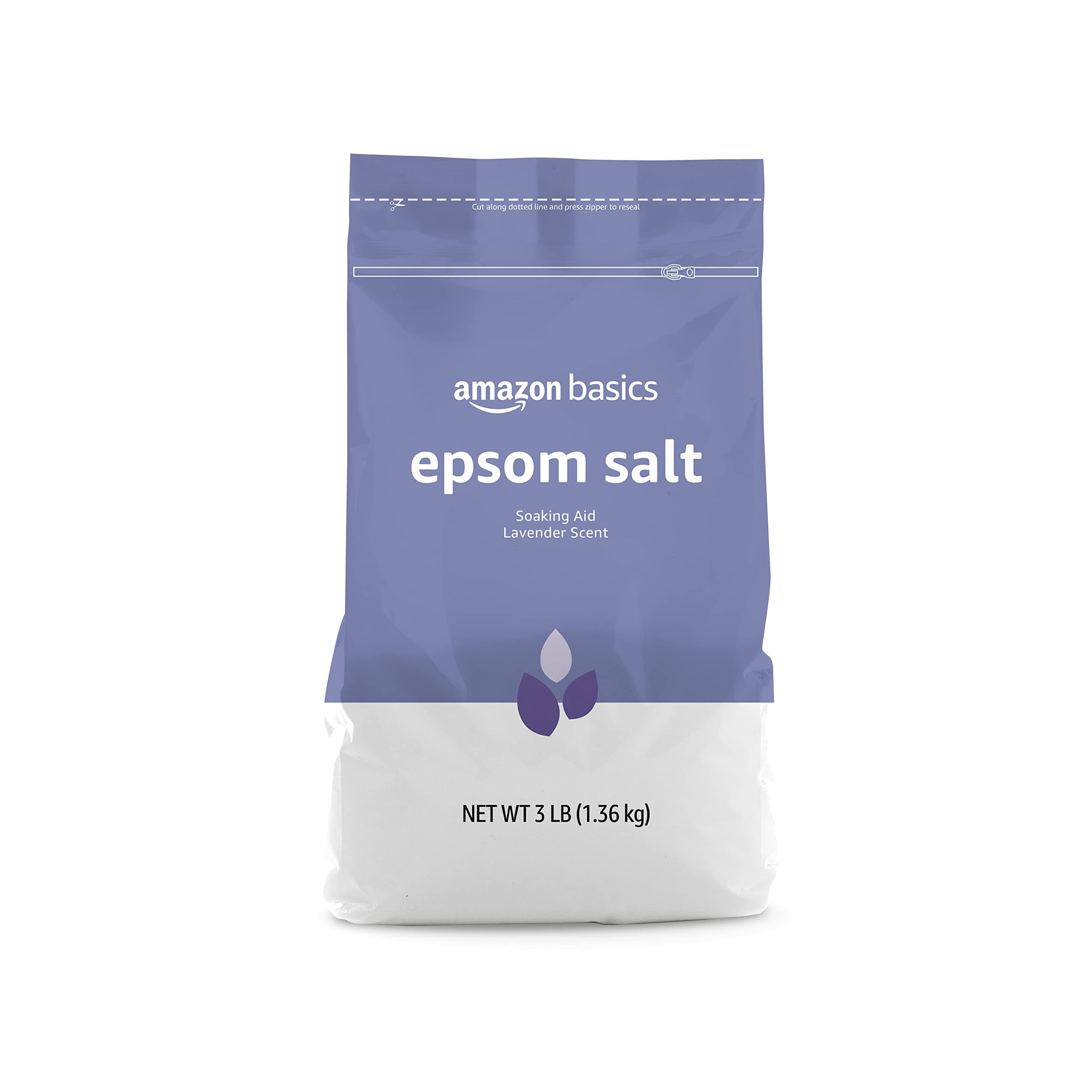 Amazon Basics Epsom Salt Soaking Aid, Lavender Scented, 3 Pound, 1-Pack (Previously Solimo) 48 Ounce (Pack of 1)