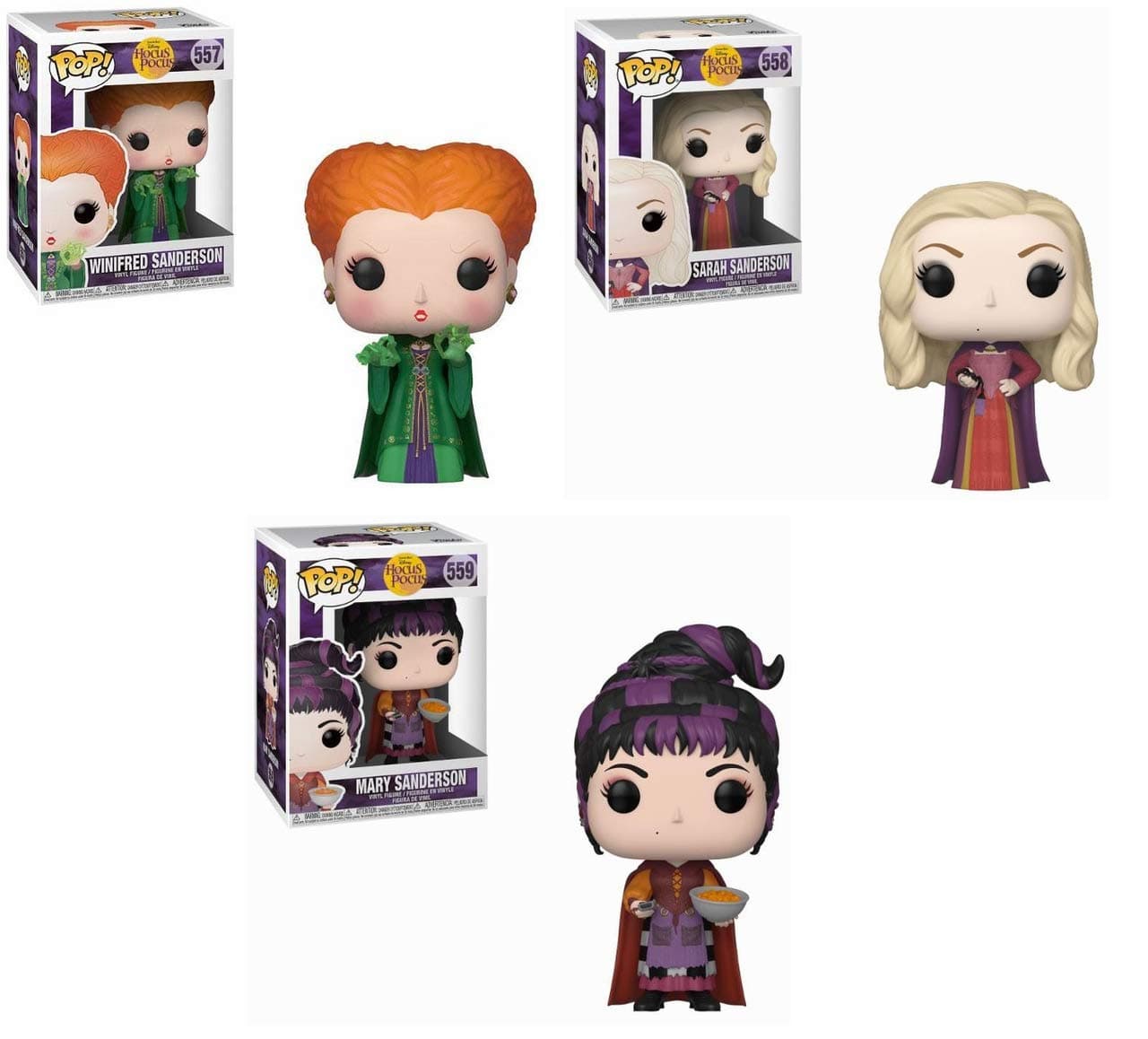 Funko Pop! Hocus Pocus Sanderson Sisters Set - Sarah, Winifred & Mary Collectible Figures - Vinyl