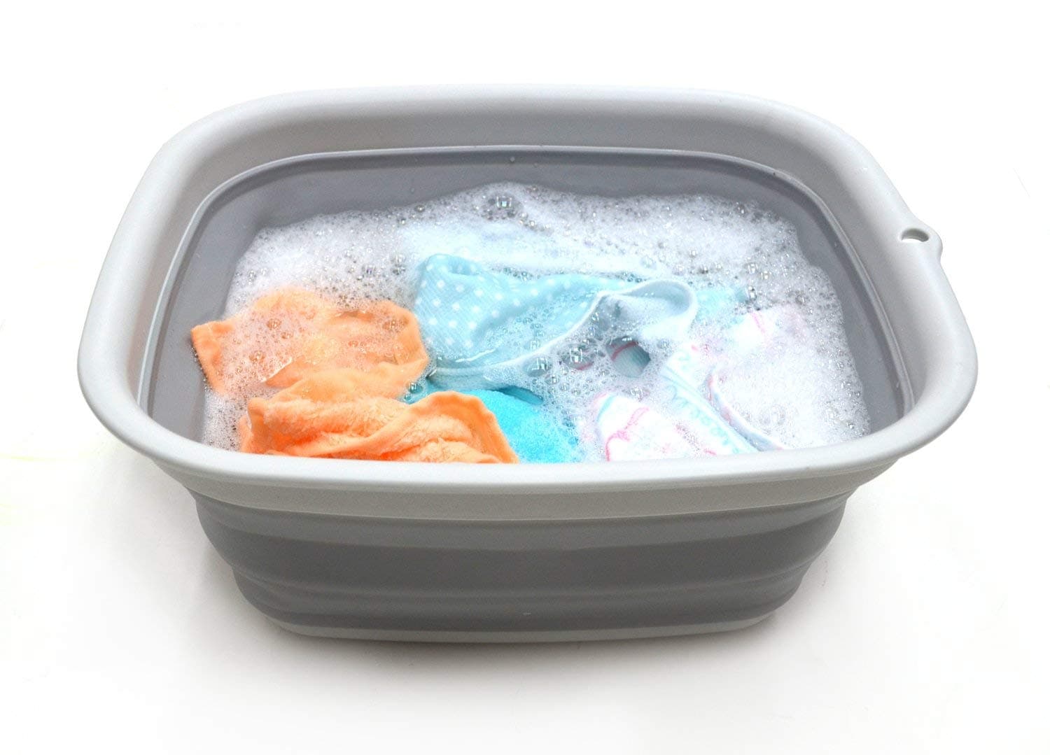 SAMMART 9.45L (2.5 Gallon) Collapsible Tub - Foldable Dish Tub - Portable Washing Basin - Space Saving Plastic Washtub (Grey, M) M. Grey Medium