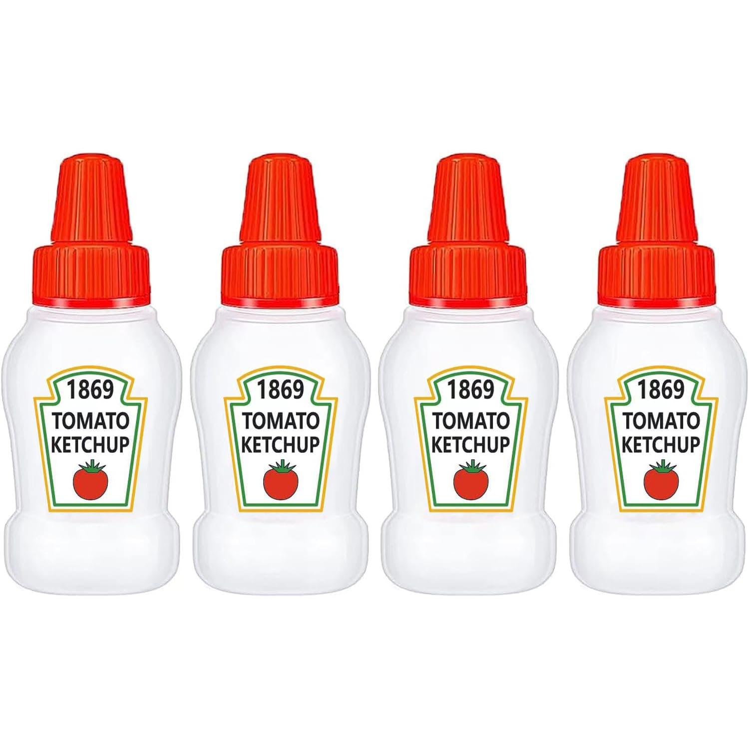 4 Pieces Mini Ketchup Bottle for Bento Box Accessories, 1 oz Condiment Squeeze Bottles Empty Plastic Salad Dressing Container Tomato Ketchup Condiments Squirt Squeezable Jar for Sauces Syrup