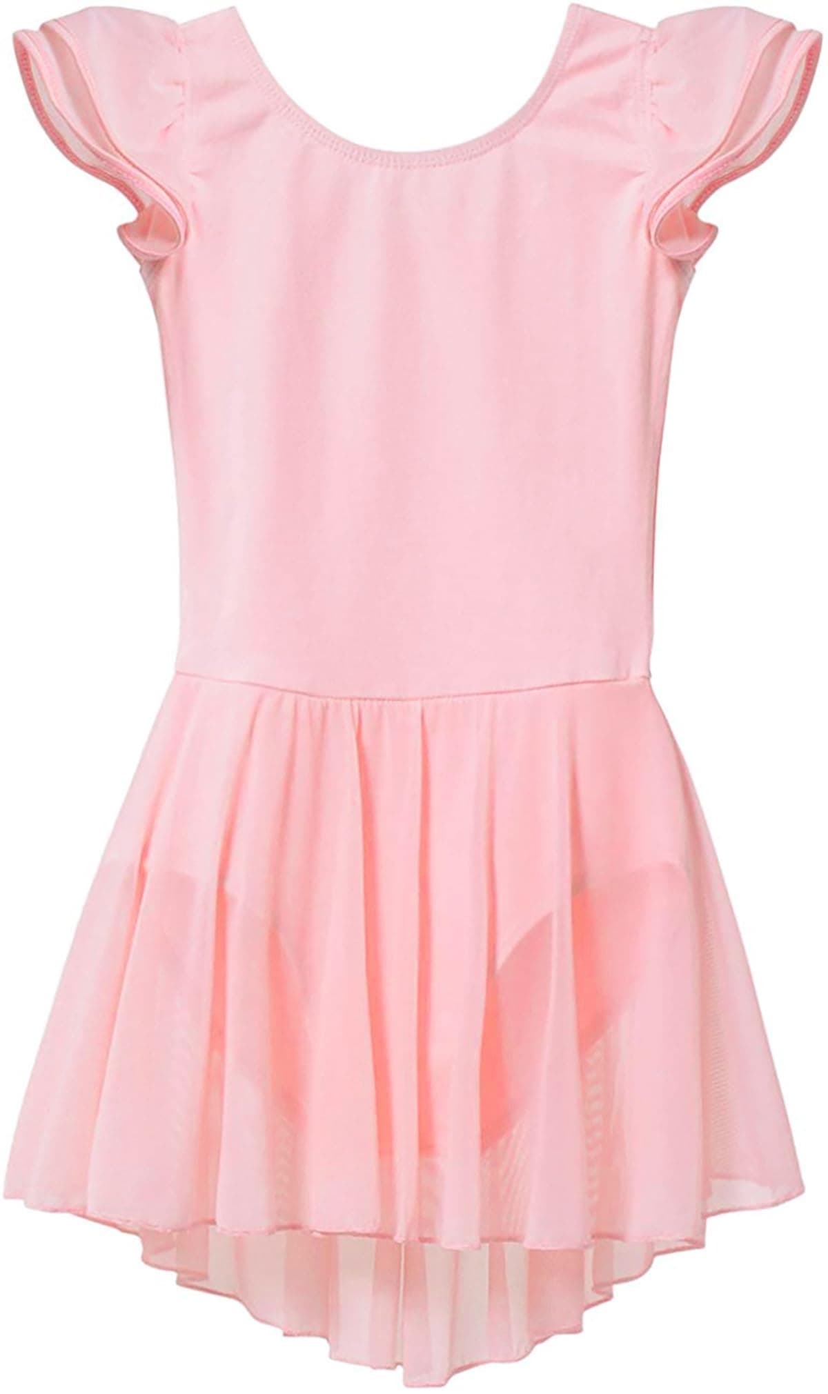 MdnMd Ballet Leotards for Girls Toddler Dance Ballet Leotard with Skirt Ballerina Dresses Tutu Outfits Flutter Sleeve Flutter Sleeve 4-6 Years T1 - Ballet Pink