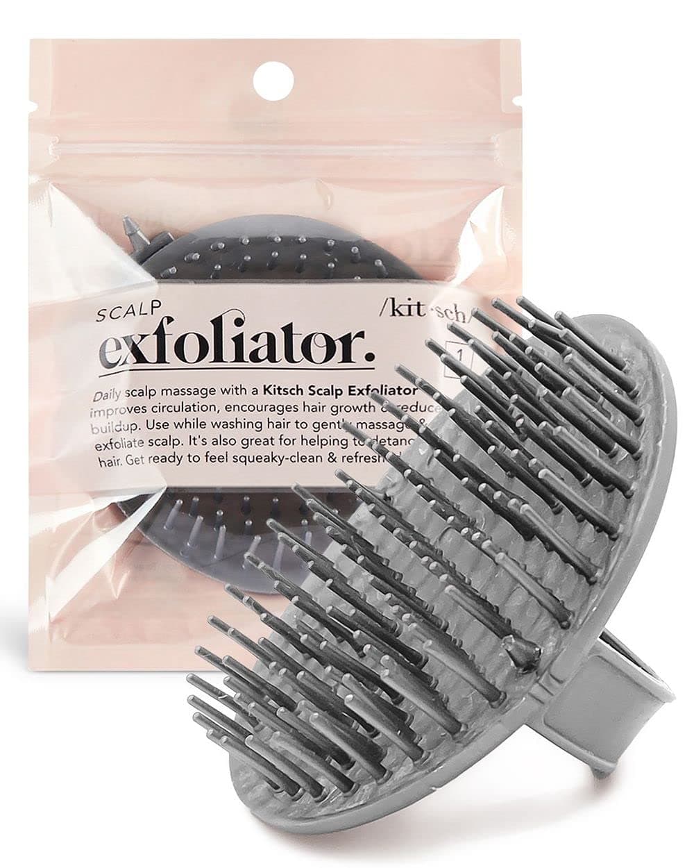 Kitsch Hair Growth Massager - Shampoo Brush & Scalp Exfoliator for Dandruff | All Hair Types (Gray)