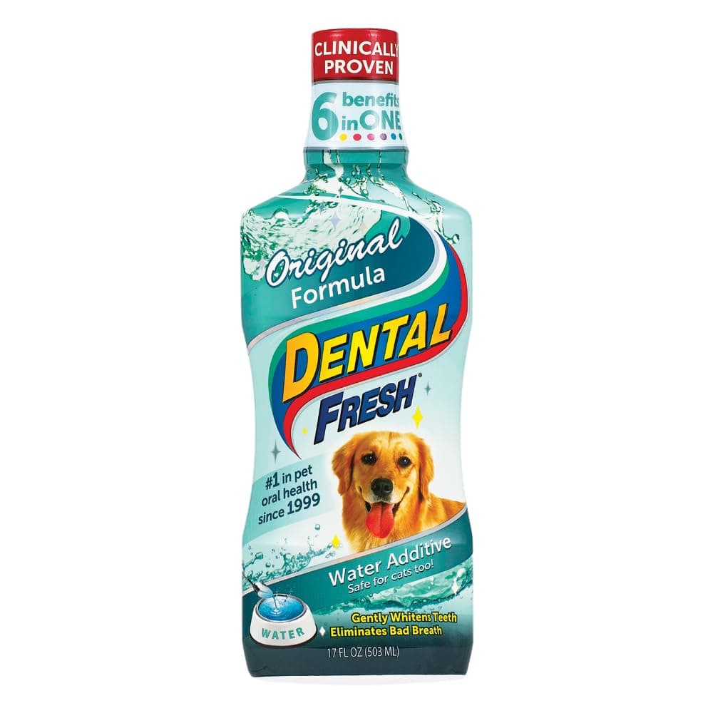 Dental Fresh Water Additive for Dogs, Original Formula, 17oz – Dog Breath Freshener and Teeth Cleaning for Dental Care– Add to Water Original - Classic Bottle 17 Ounce (Pack of 1)