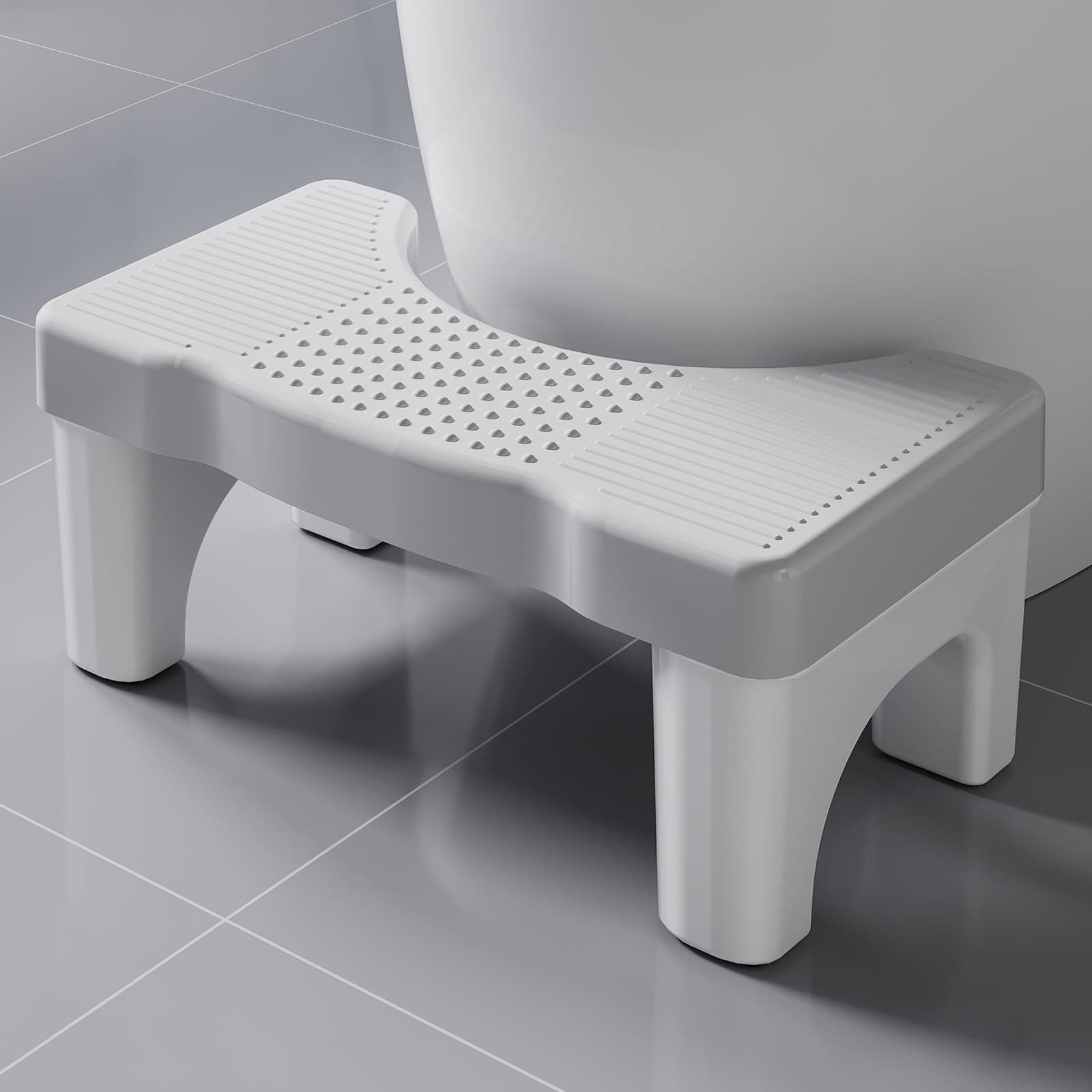 Toilet Stool Poop Stool for Squatting Posture, Portable Plastic Potty Stool for Adults & Kids, Non-Slip Bathroom Step with Patented Design, Ergonomic Toilet Stool Squat Adult 6.7inch (1 Pack) Gray
