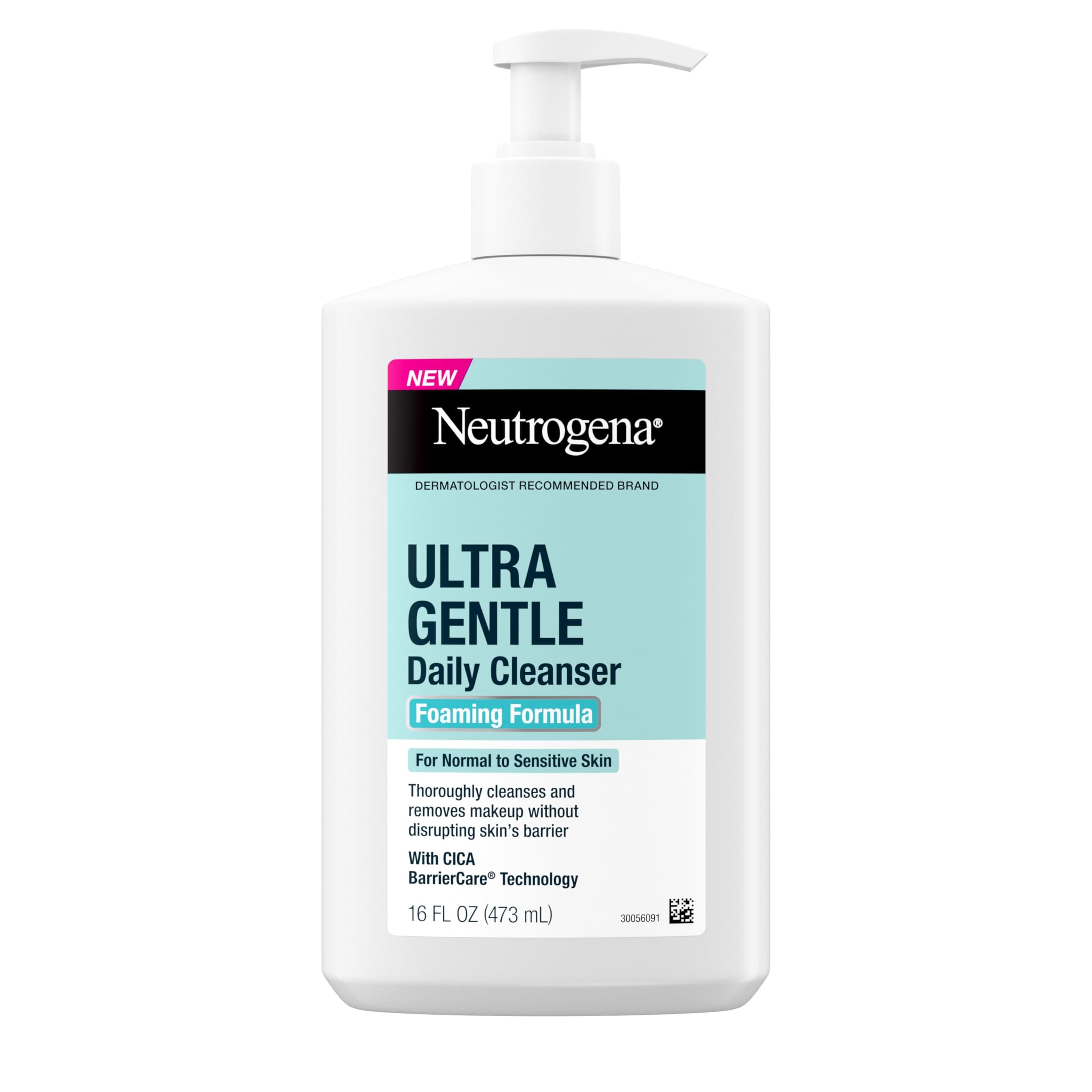 Neutrogena Ultra Gentle Foaming Facial Cleanser, Fragrance Free Hydrating Face Wash for Sensitive Skin, Daily Non Over Drying Makeup Remover, Hypoallergenic, Soap & Dye Free, Non-Comedogenic, 16 Fl Oz Daily Cleanser - 16 Ounce (Pack of 1) 16 Fl Oz (Pack of 1)