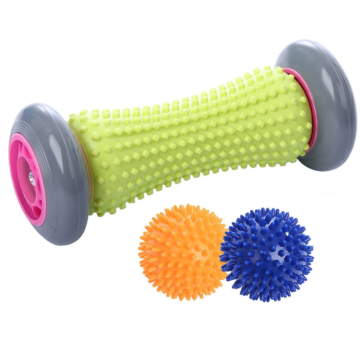 Ryson Foot Roller Massage Ball for Relief Plantar Fasciitis and Reflexology Massager for Deep Tissue Acupresssure Recovery for PLA Relax Foot Back Leg Hand Tight Muscle, 1 roller and 2 Spiky Balls 3