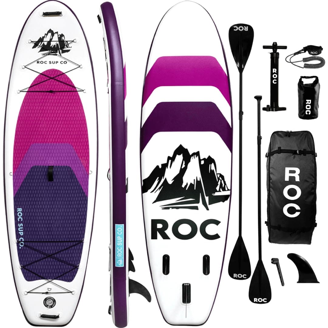 Roc Inflatable Stand Up Paddle Board 10' 6" with Premium SUP Paddle Board Accessories, Wide Stable Design, Non-Slip Comfort Deck for Youth & Adults Violet