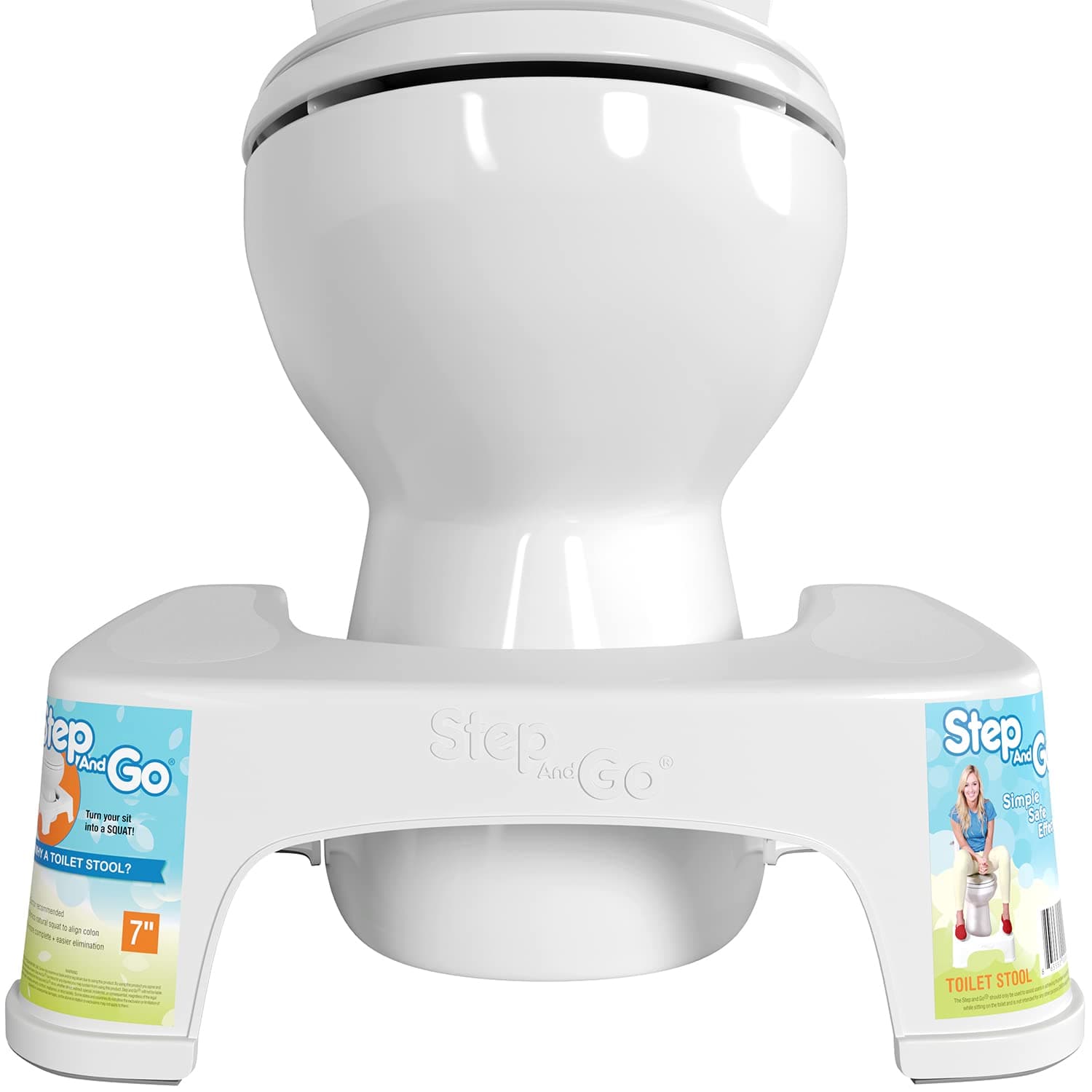 Step and Go Toilet Stool 7" - Bathroom Squat Stool Lightweight