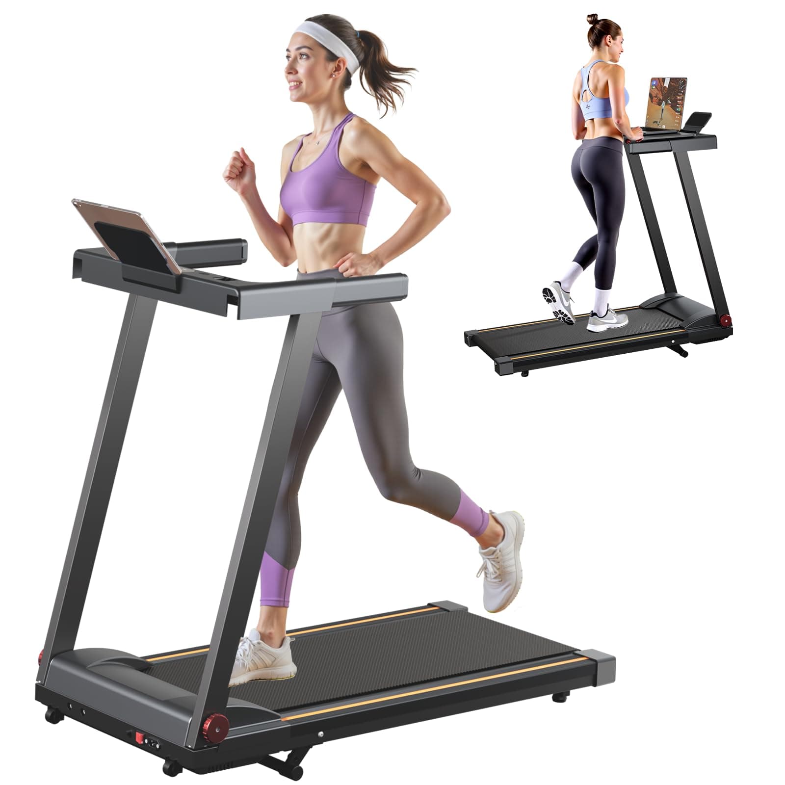 Treadmills for Home, 4-in-1 Foldable Treadmill with Incline, 300 LBS Capacity Running Treadmills for Home Small Spaces with Handles, 3.0 HP Folding Treadmill with Smart APP
